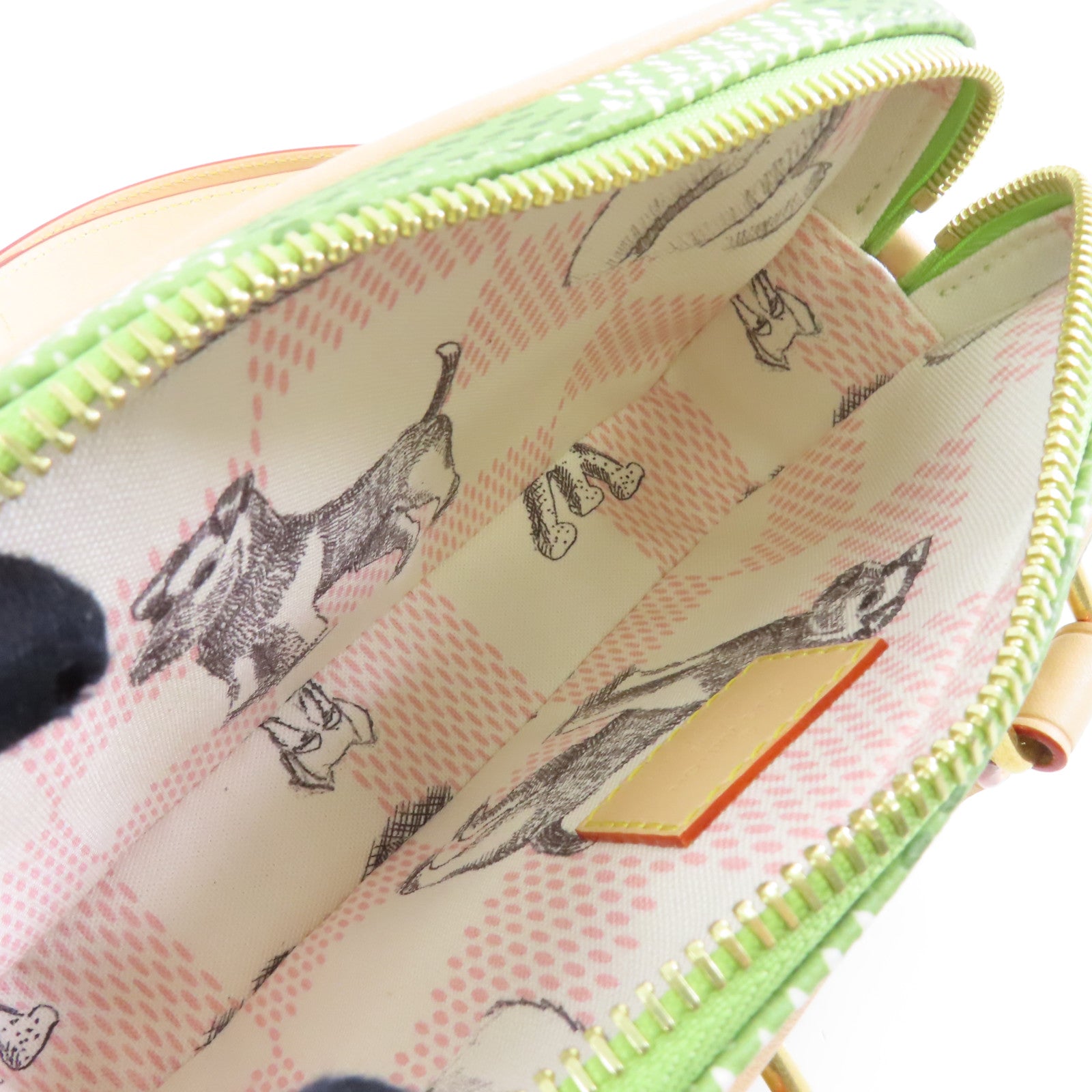 LOUIS VUITTON Green Damier Nano Porte Documents Voyage金扣手挽肩背兩用袋綠色