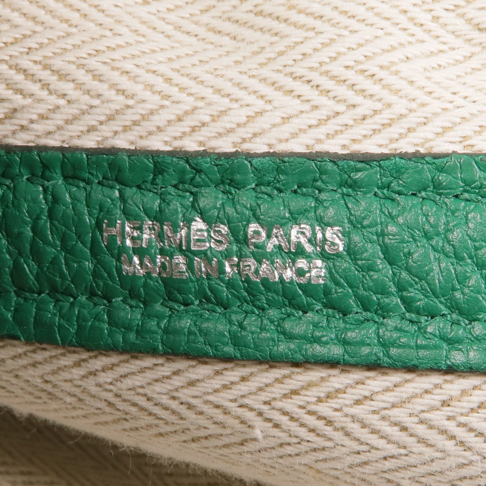 HERMES【激減優惠】 Negonda皮革Garden Party PM銀扣手挽袋Vert Vertigo