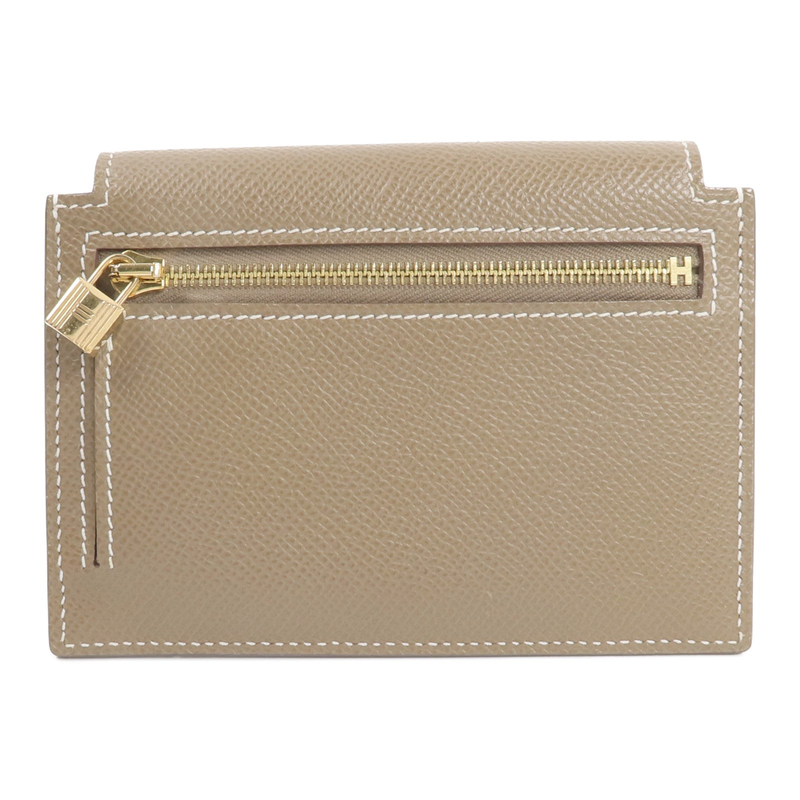 HERMES Epsom皮革Kelly Pockt Compact Wallet錢包Etoupe