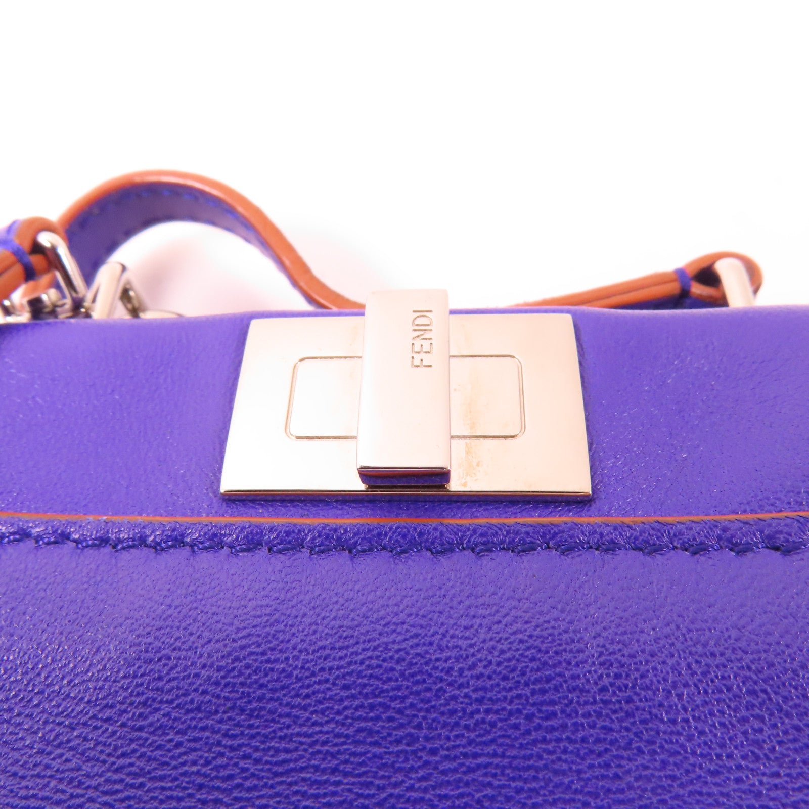 FENDI 牛皮皮革2Way Shoulder銀扣手挽肩背兩用袋