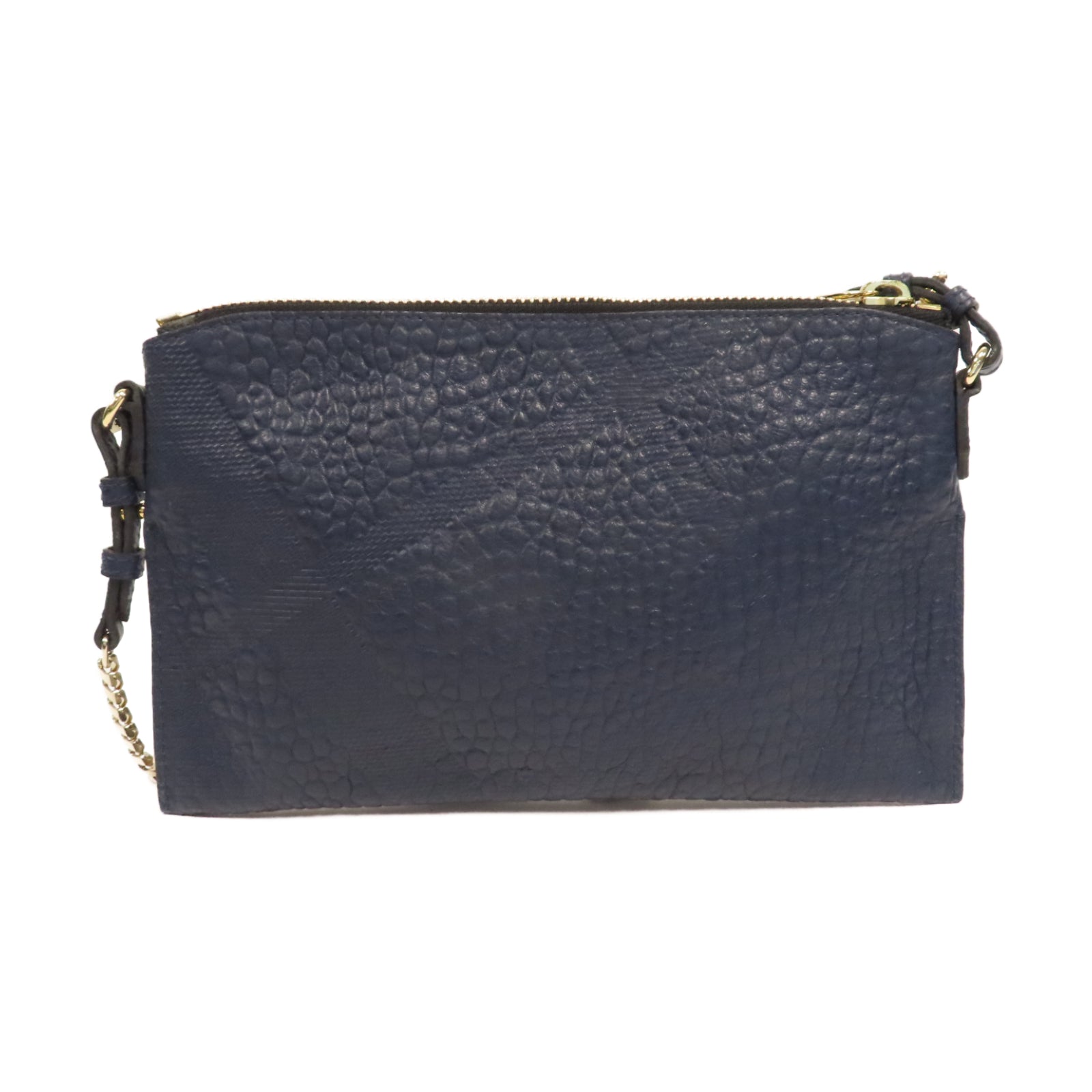 BURBERRY 牛皮皮革Shoulder Bag金扣鏈帶肩背袋深藍色