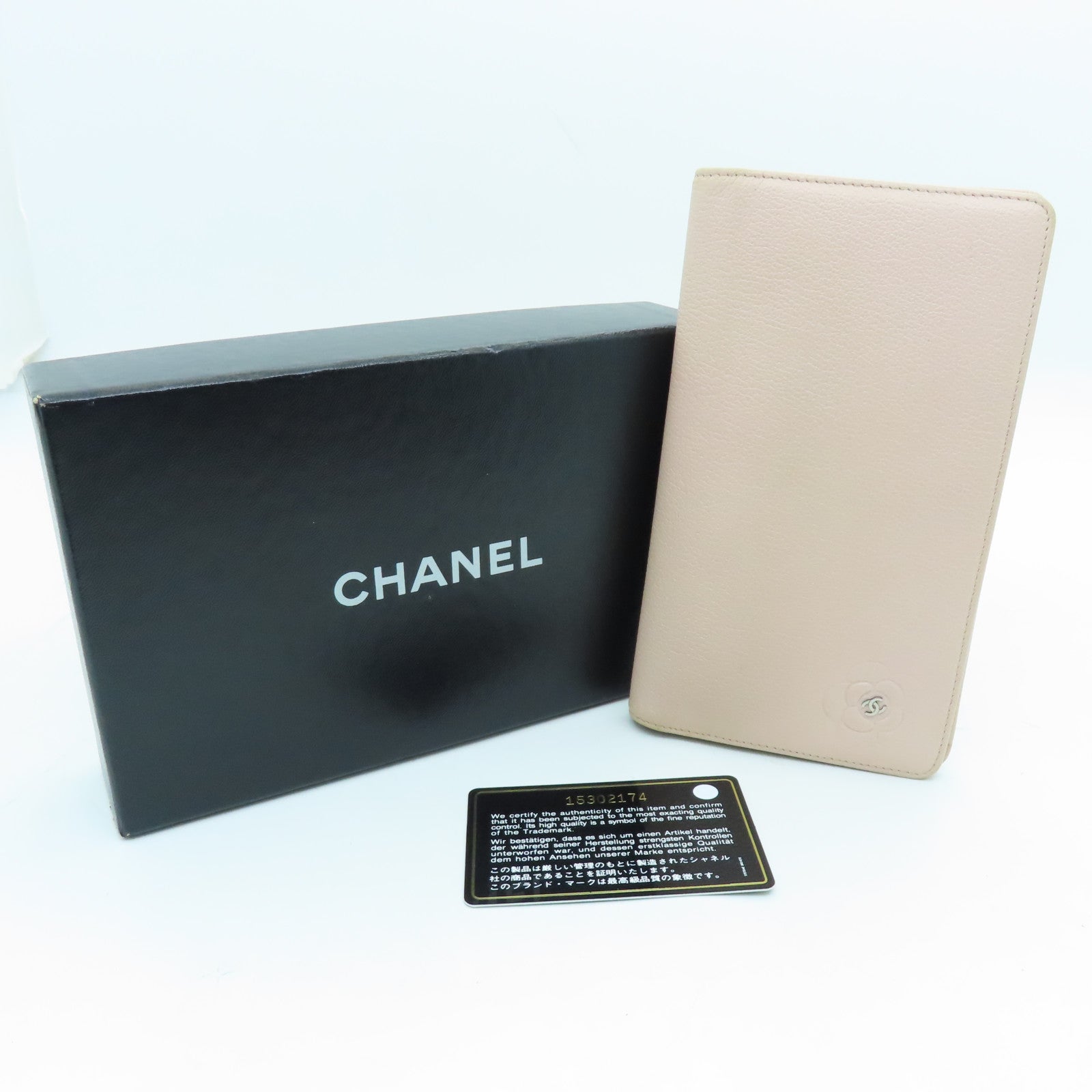 CHANEL Cowhide Leather Long Wallet Silver Buckle Long Wallet Pink