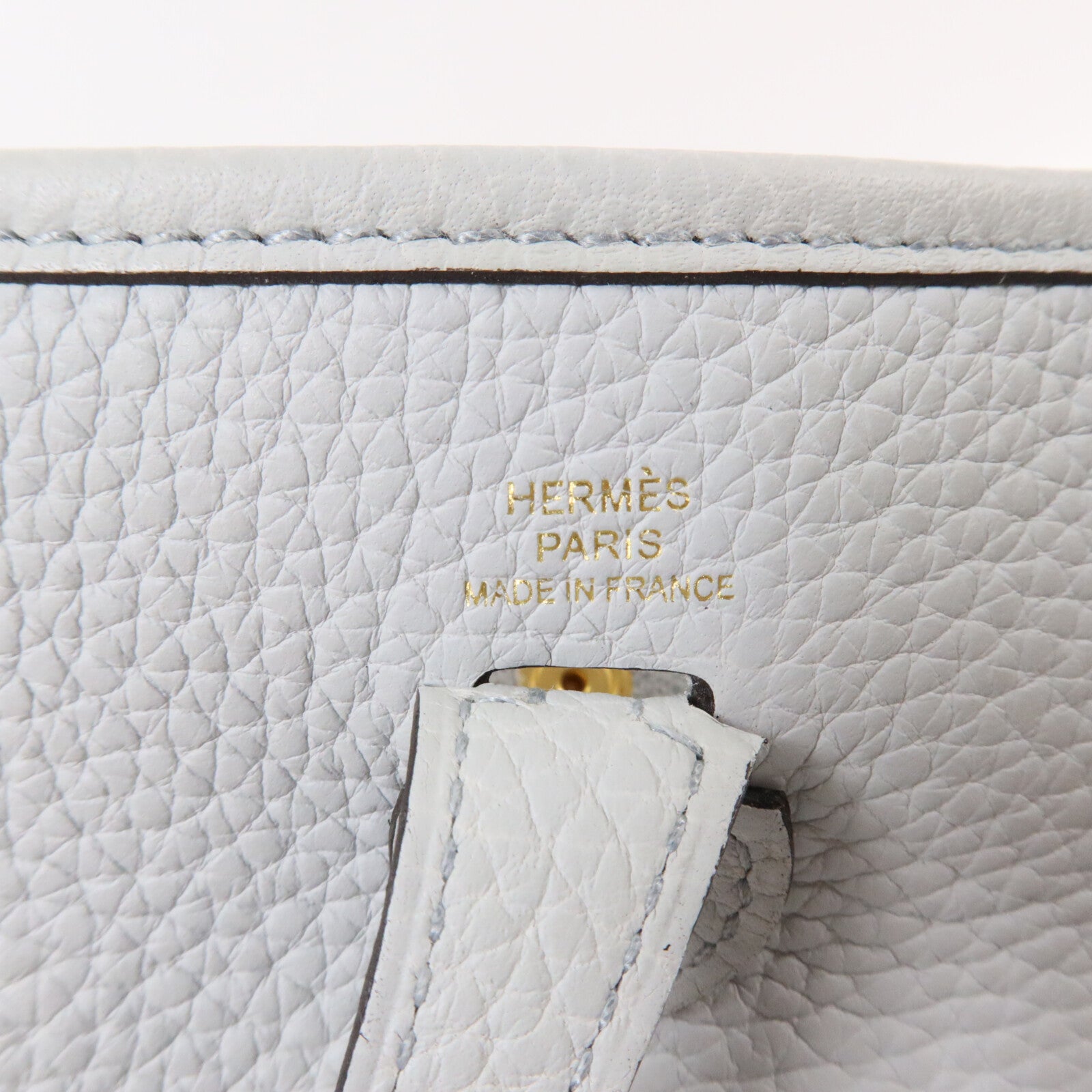 HERMES Clemence皮革Evelyne TPM肩背袋Bleu Pale