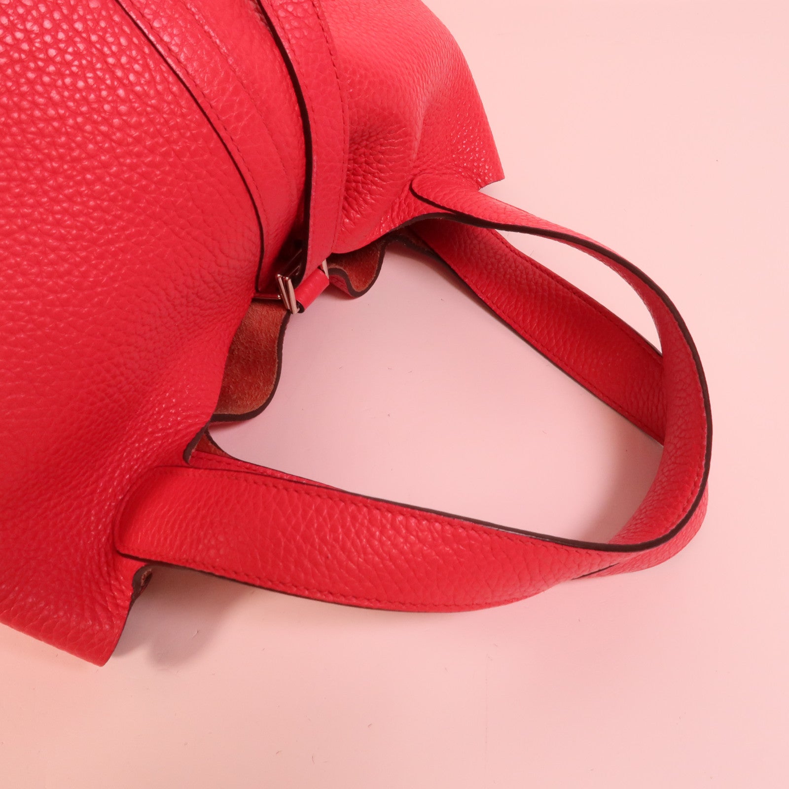 HERMES Clemence皮革Picotin MM手挽袋Rose Extreme