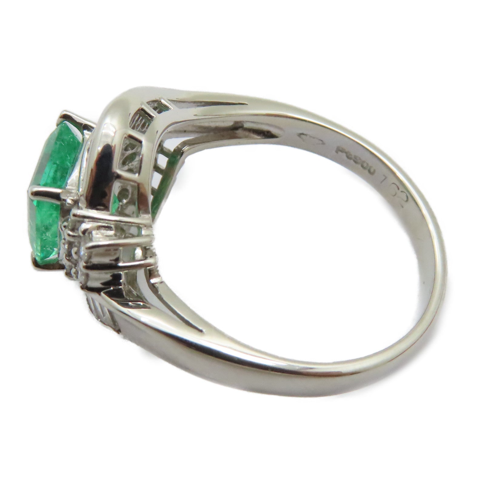 JEWELRY 【激減優惠】PT900鉑金Emerald Diamond Ring 1.62ct綠寶石/0.63ct鑽石戒指US#7.25