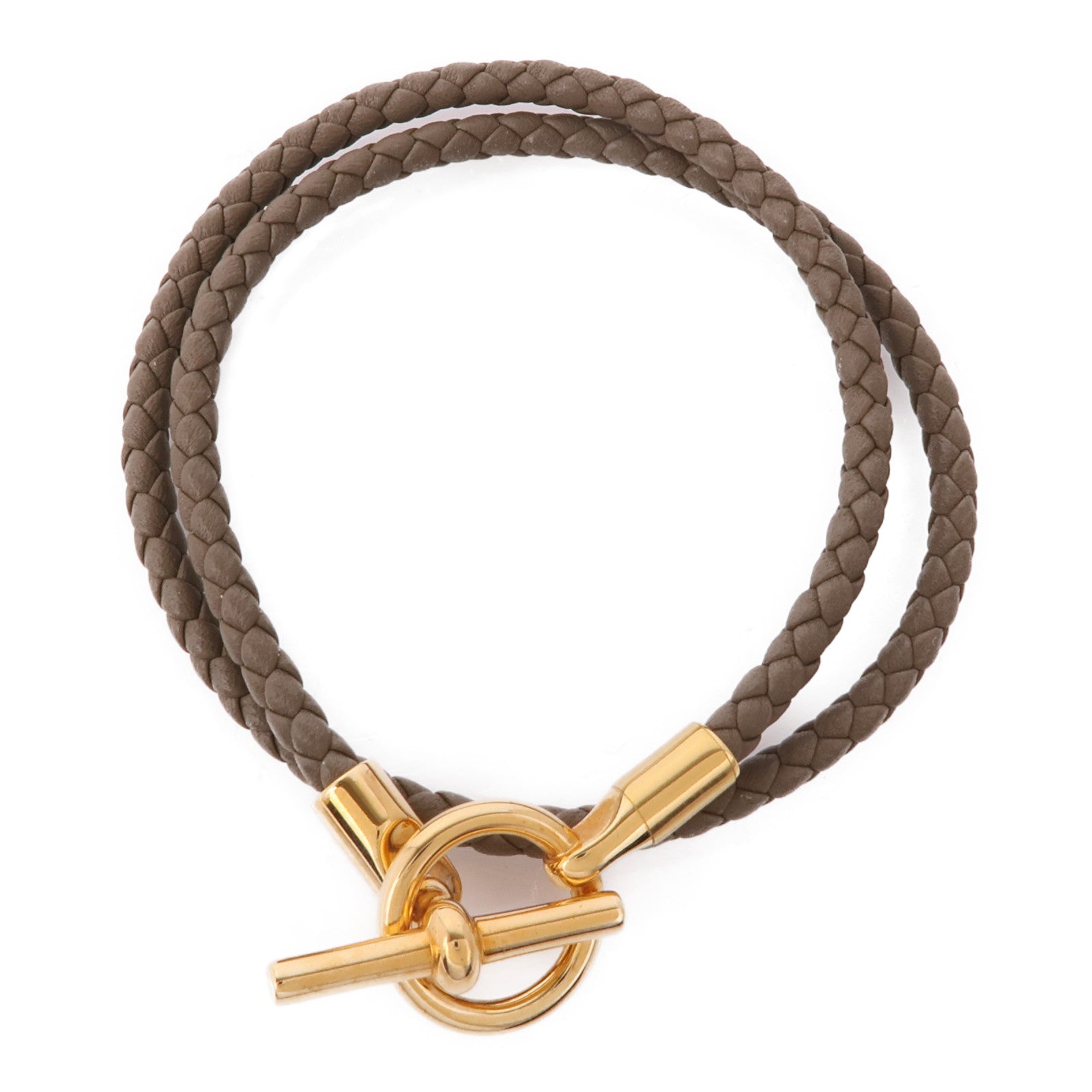 HERMES Swift皮革Glenan Double Tour金扣手鐲Etoupe