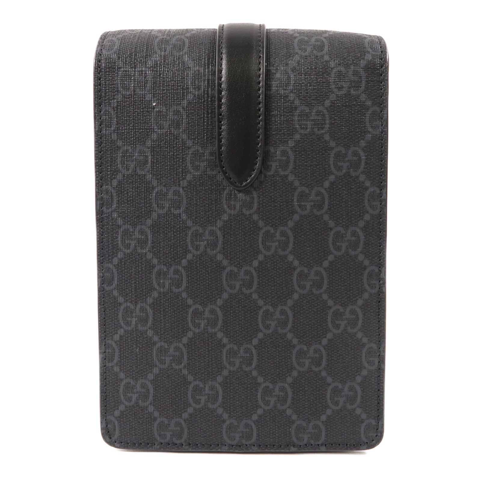 GUCCI 塗層帆布Shoulder Bag銀扣肩背袋黑色