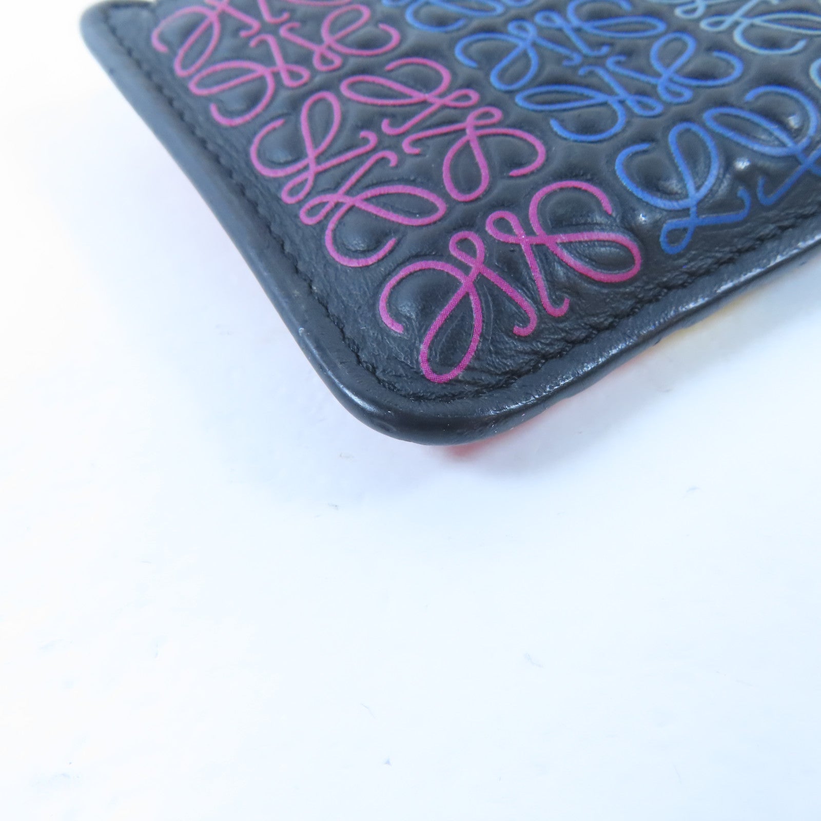 LOEWE 牛皮皮革Coin/Card Case銀扣零錢包/卡片套黑色/彩色