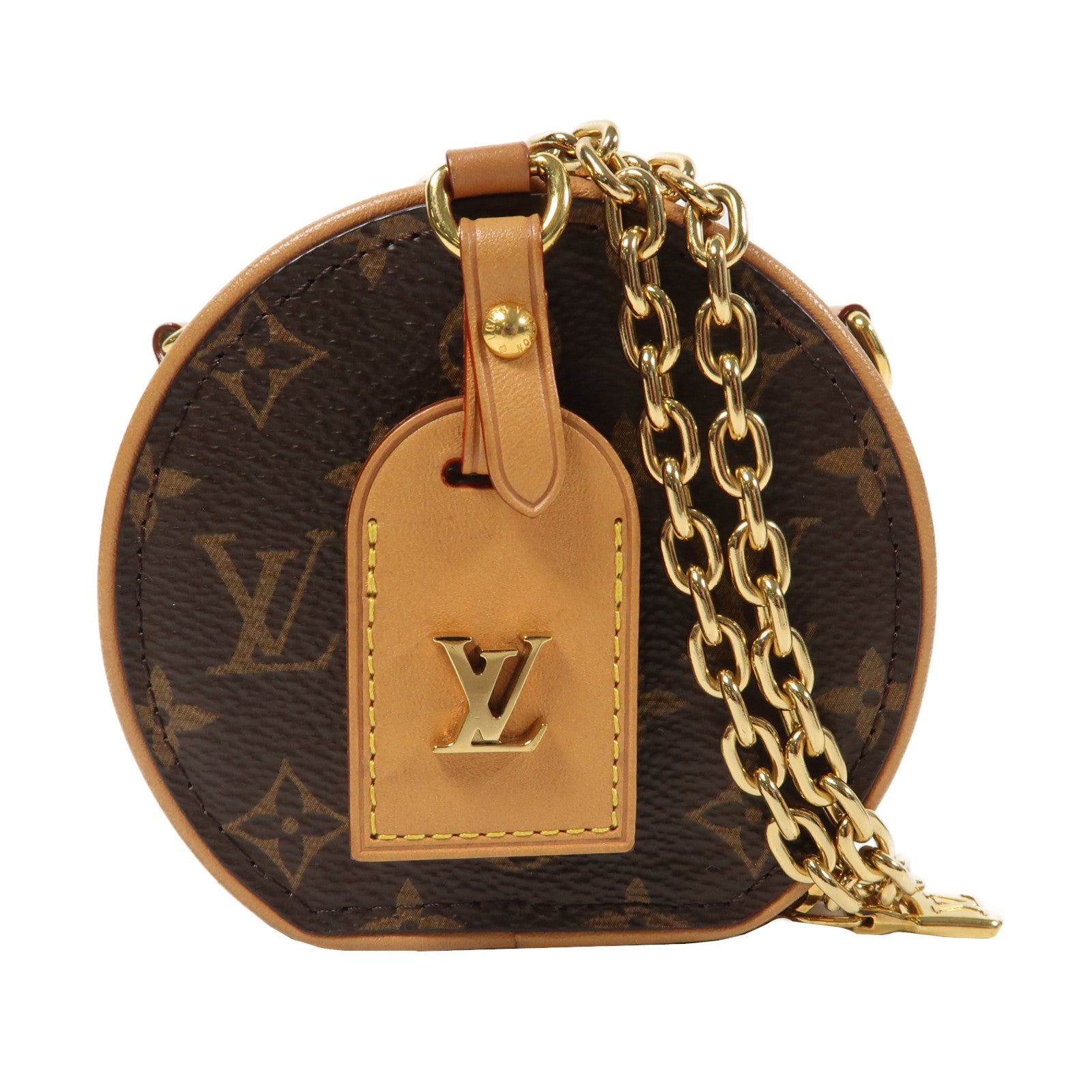 LOUIS VUITTON Monogram Boite Chapeau Necklace金扣鏈帶肩背袋啡色