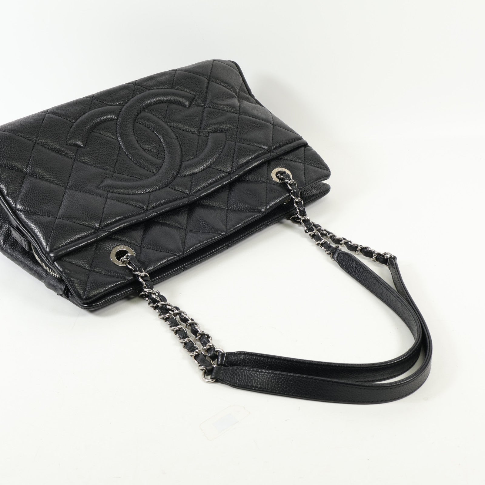 CHANEL 牛皮皮革Totebag銀扣手挽袋