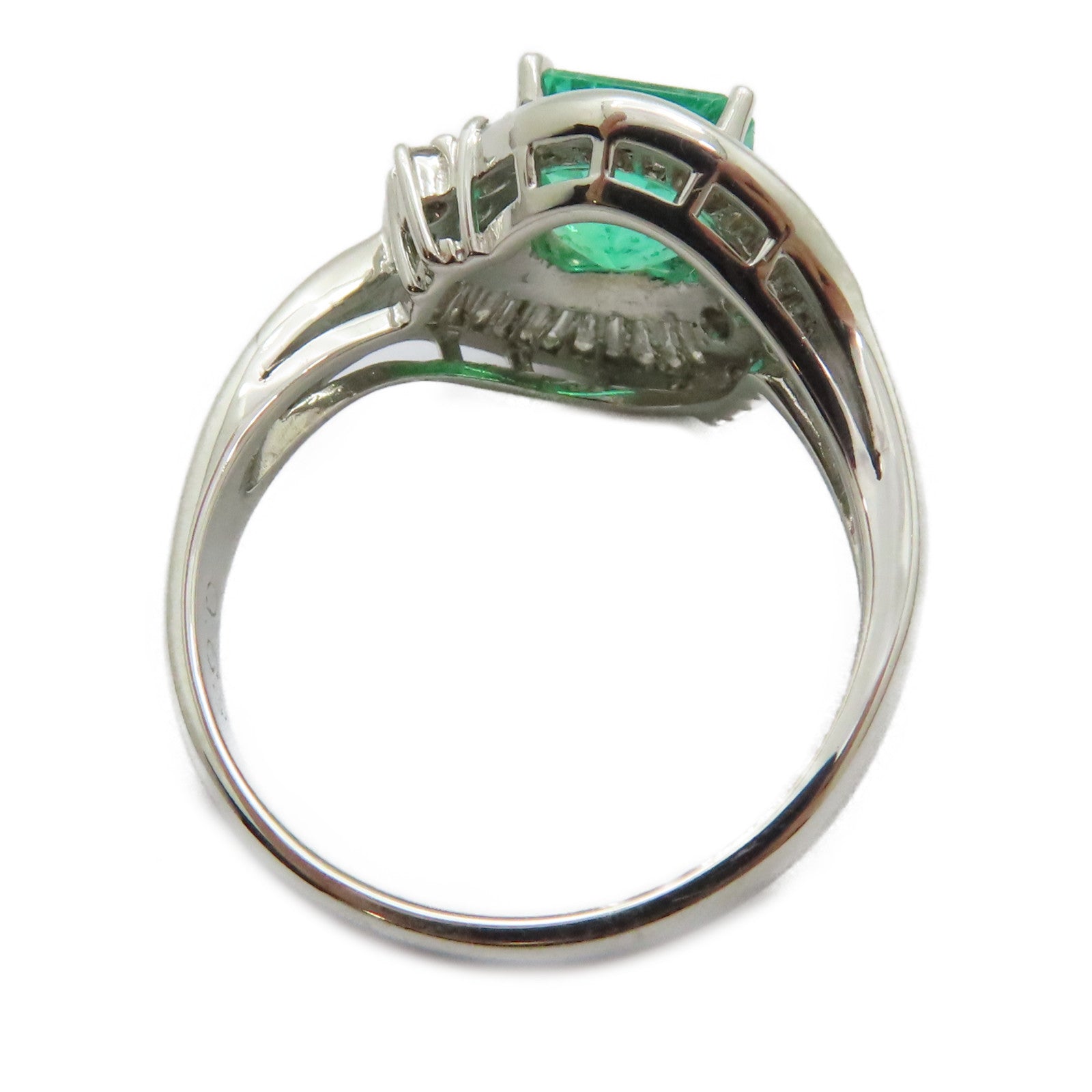 JEWELRY 【激減優惠】PT900鉑金Emerald Diamond Ring 1.62ct綠寶石/0.63ct鑽石戒指US#7.25