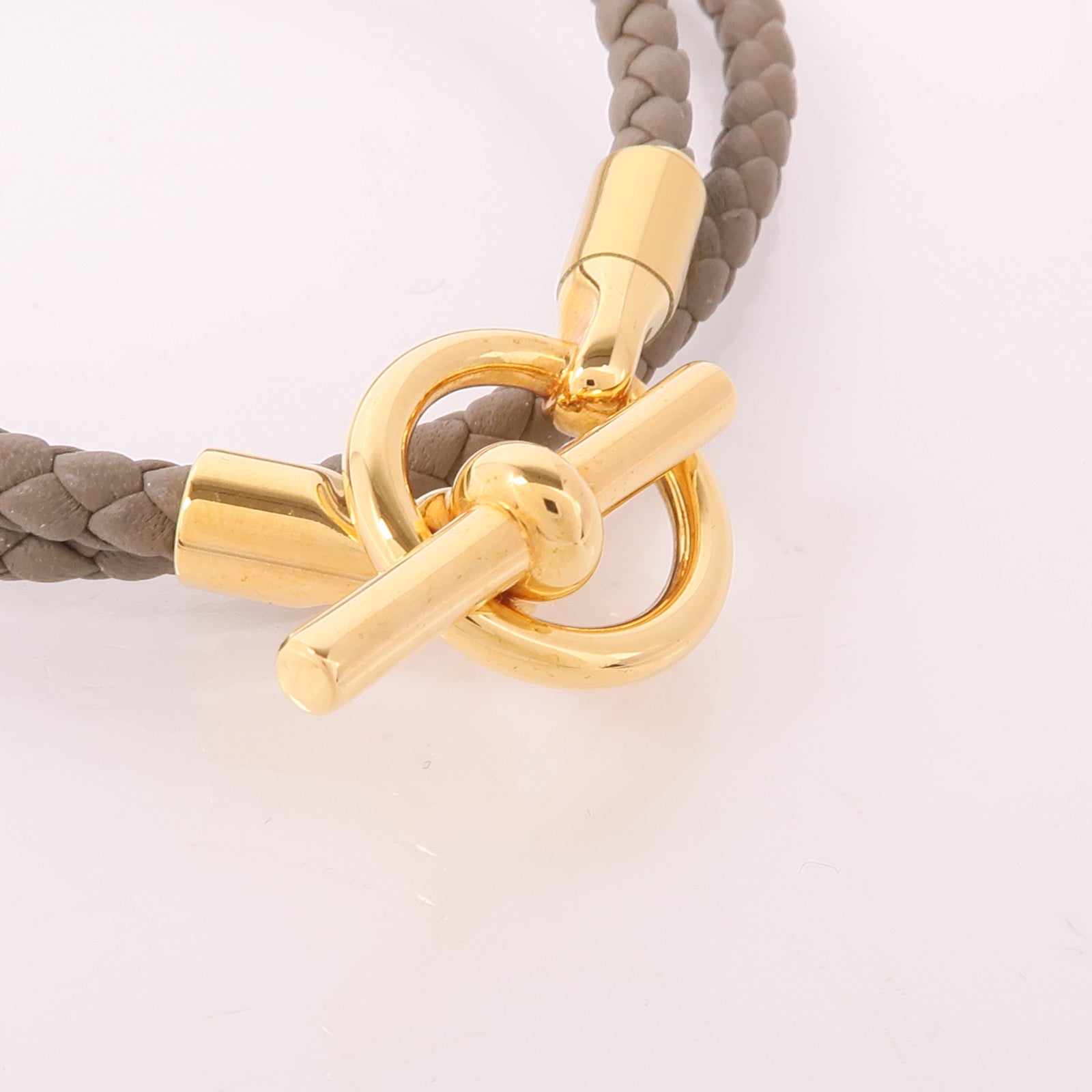 HERMES Swift皮革Glenan Double Tour金扣手鐲Etoupe