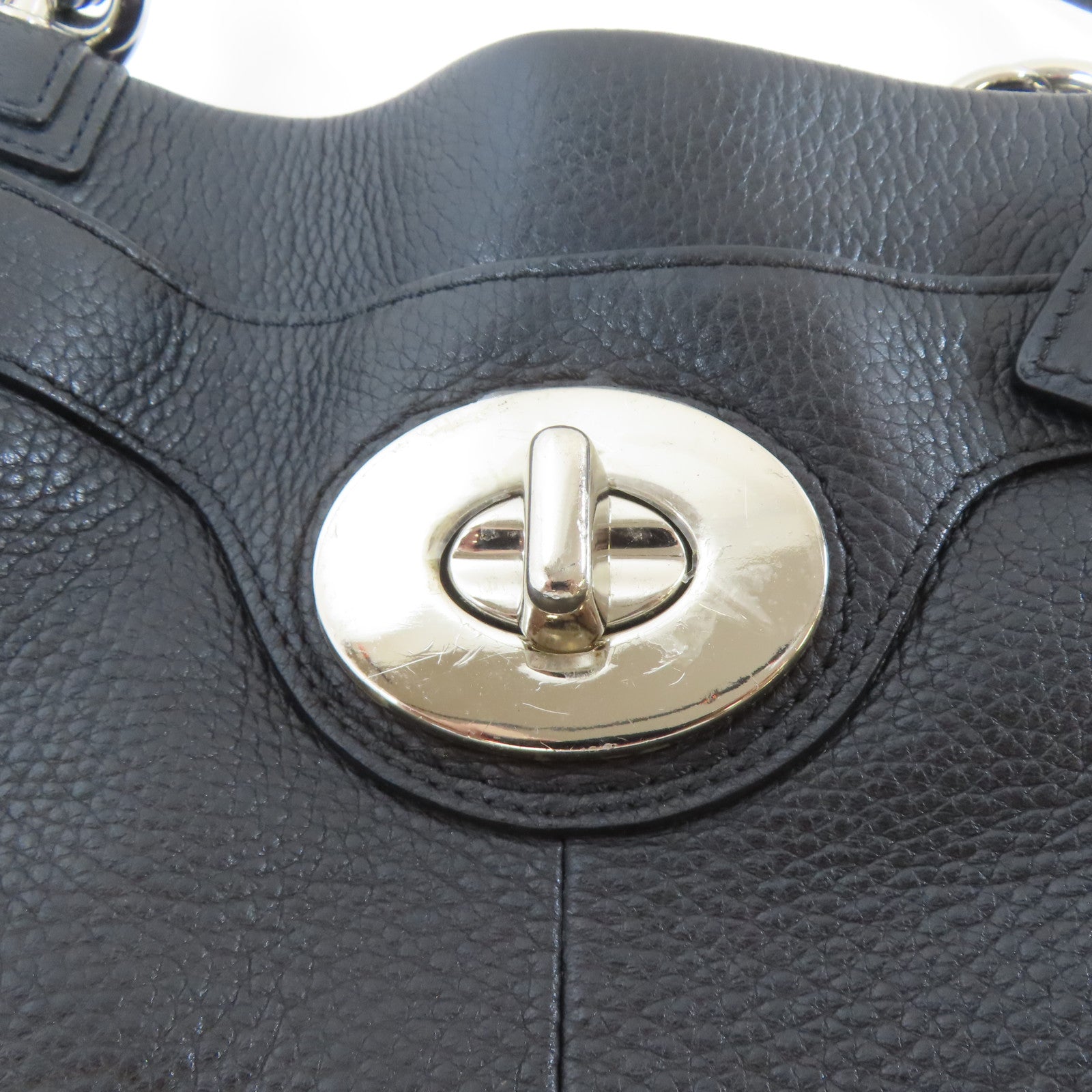COACH 牛皮皮革Penelope Shoulder Bag銀扣肩背袋黑色
