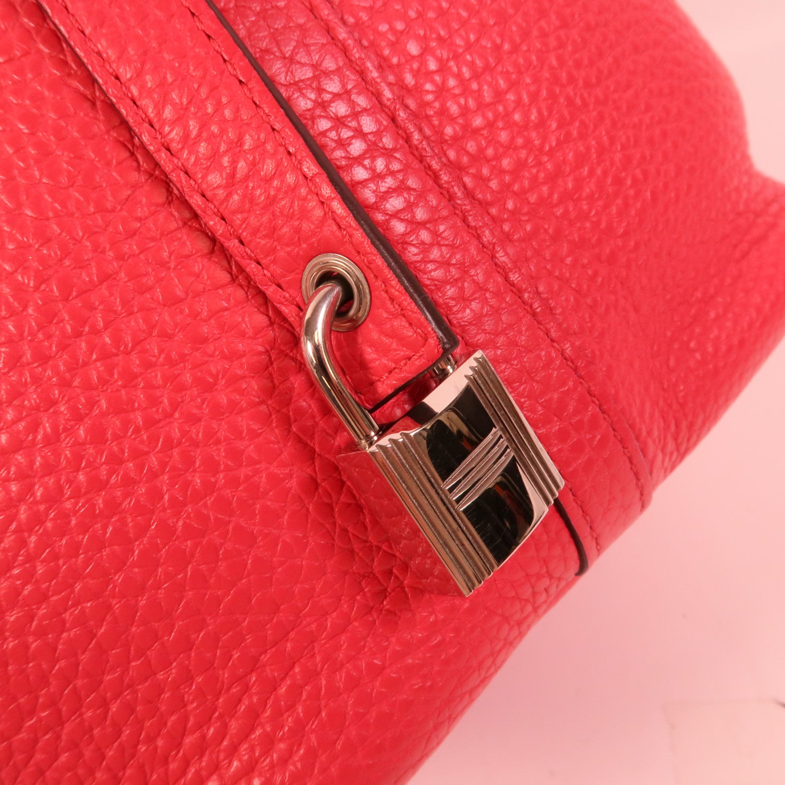 HERMES Clemence皮革Picotin MM手挽袋Rose Extreme
