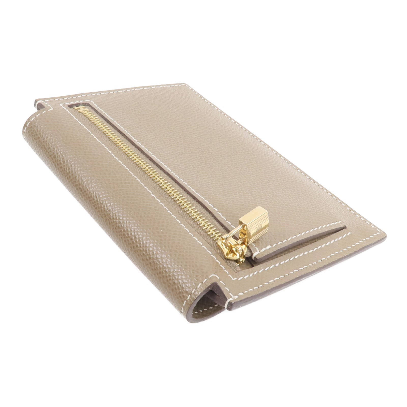 HERMES Epsom皮革Kelly Pockt Compact Wallet錢包Etoupe
