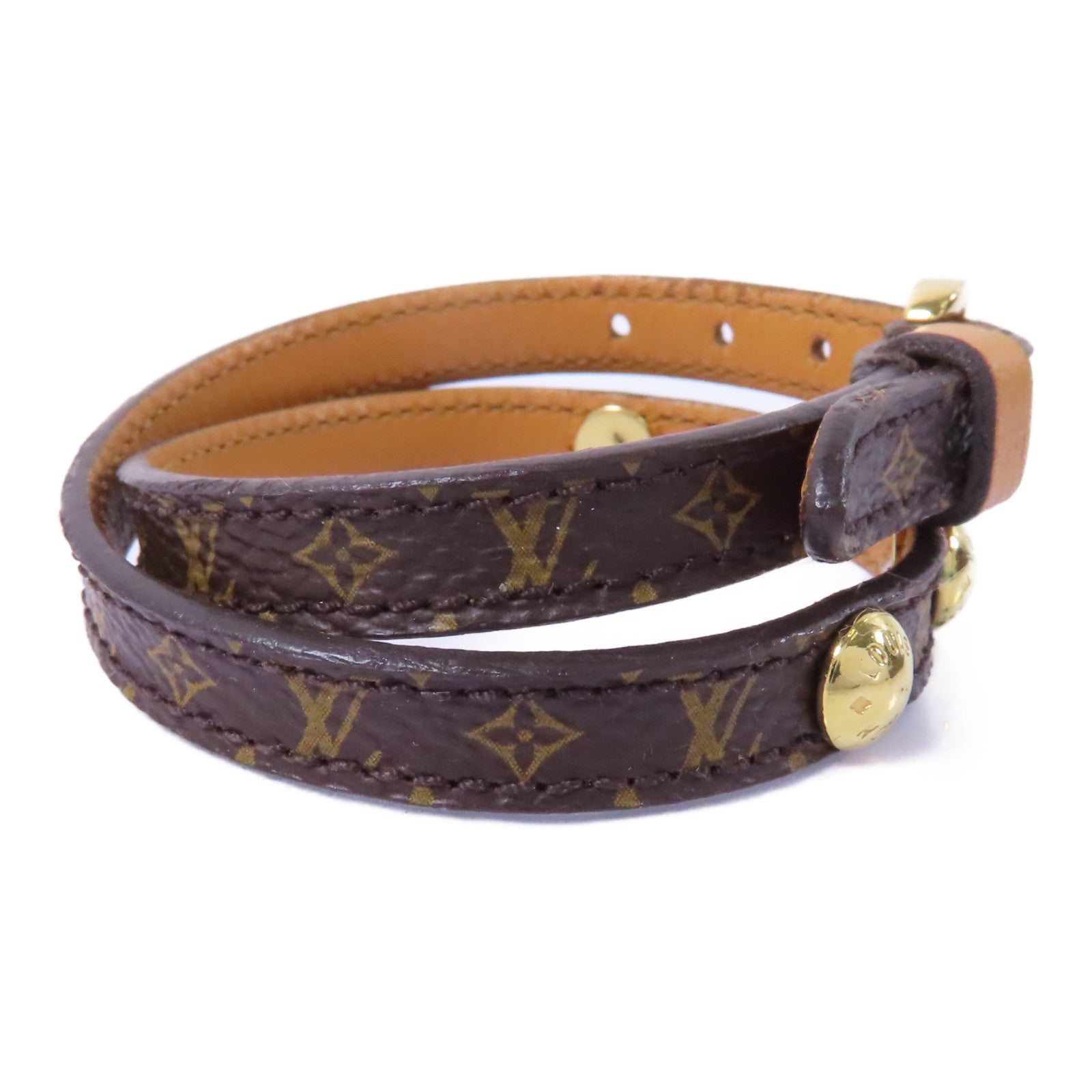 LOUIS VUITTON Monogram Bracelet金扣手鏈棕色