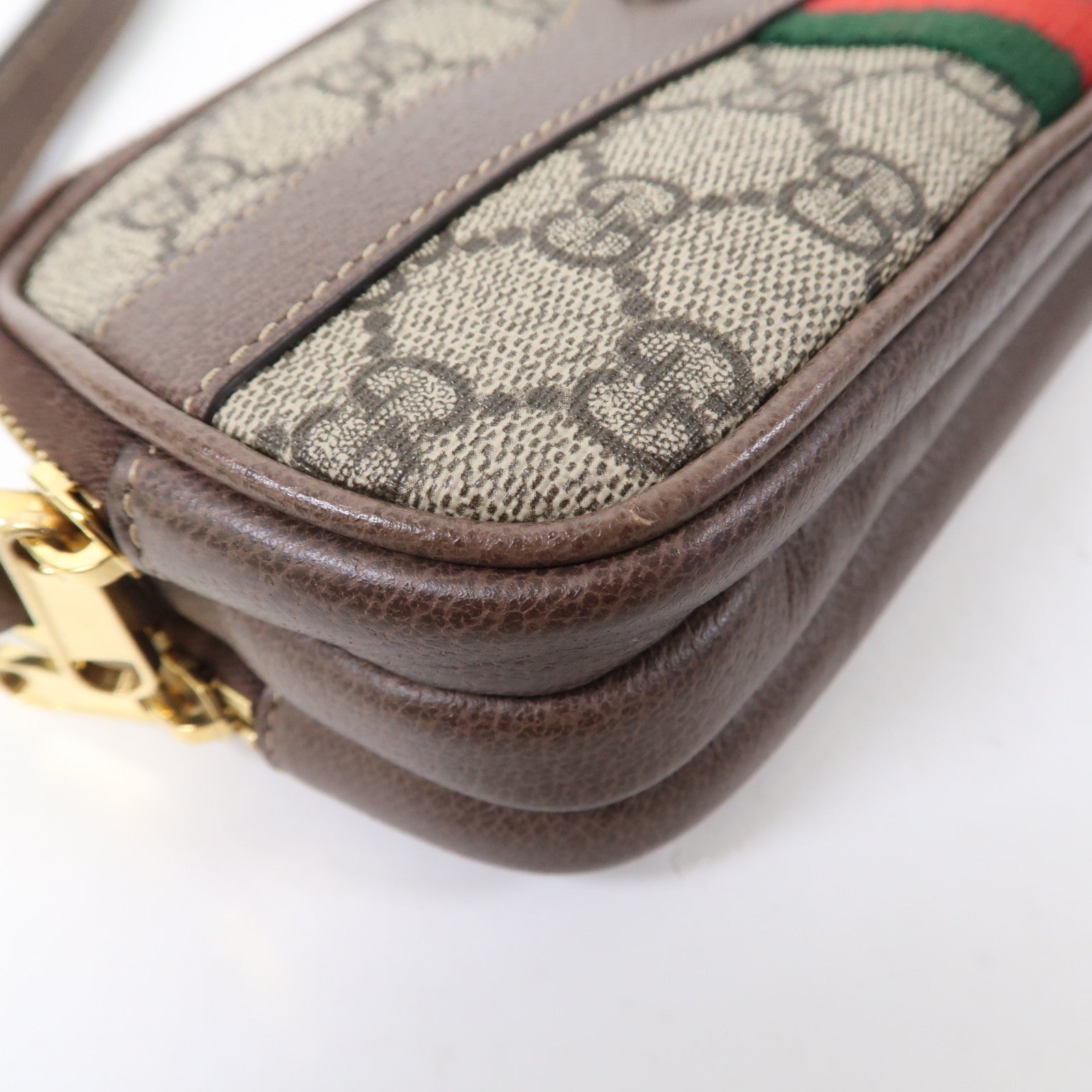 GUCCI 塗層帆布Ophidia GG Mini金扣肩背袋啡色