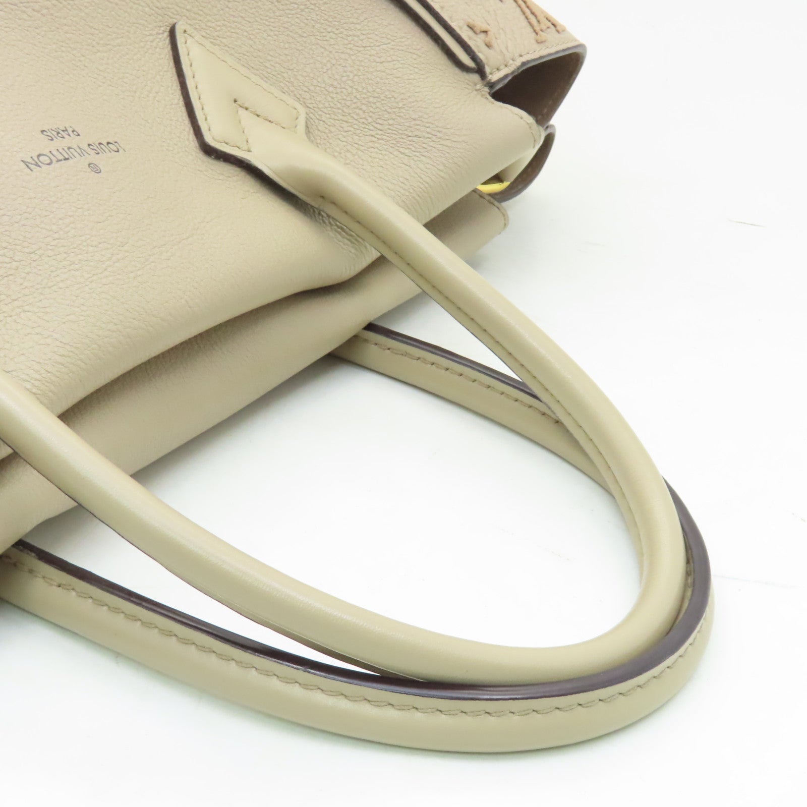 LOUIS VUITTON 【激減優惠】皮革Tote W PM金扣手挽袋米色