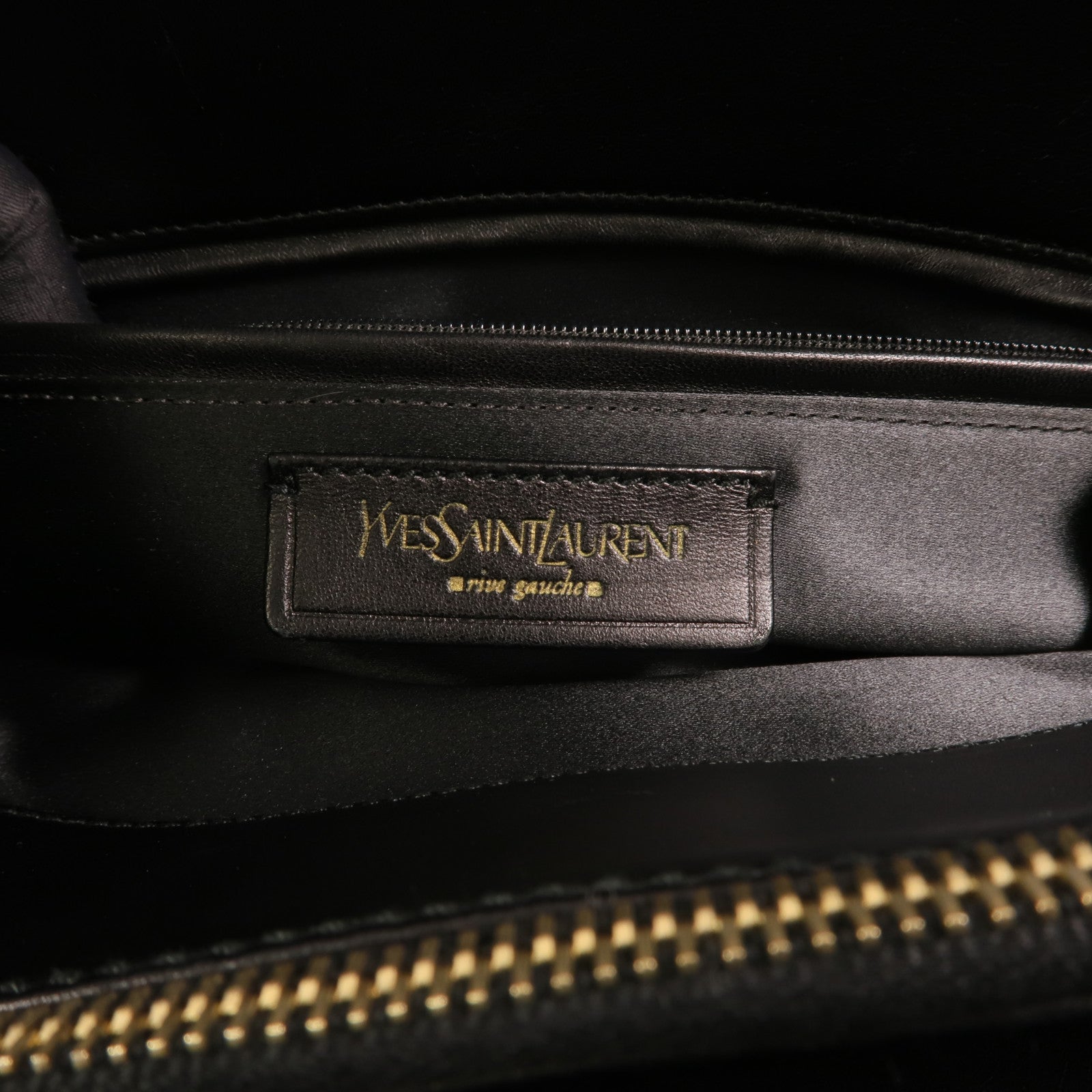 SAINT LAURENT 羊皮皮革Rive Gauche 32金扣手挽袋