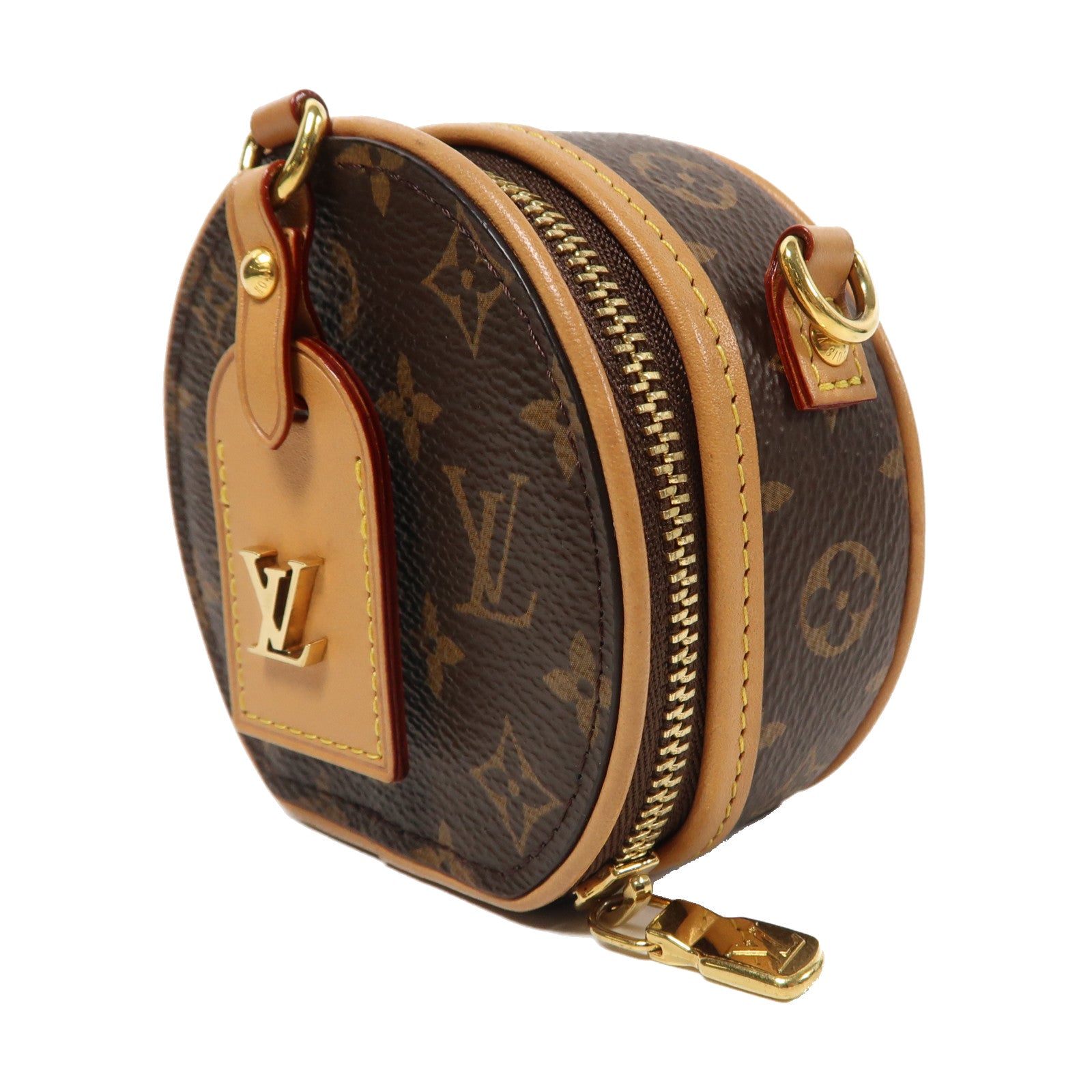 LOUIS VUITTON Monogram Boite Chapeau Necklace金扣鏈帶肩背袋啡色