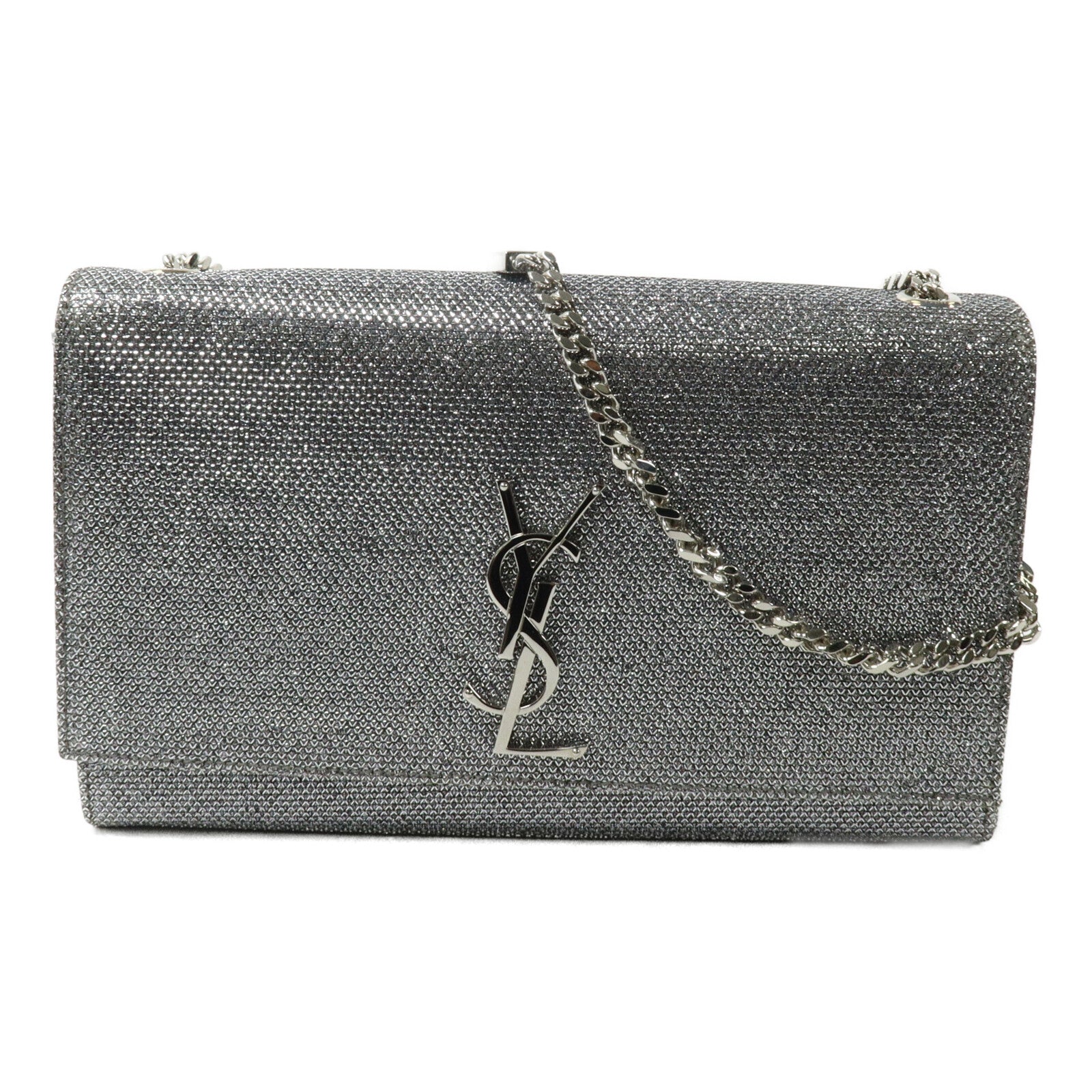 SAINT LAURENT 牛皮皮革/Glitter Kate Medium鏈帶肩背袋