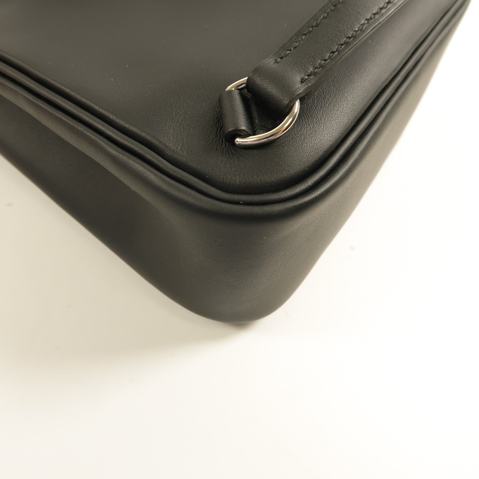 HERMES Swift皮革Kelly Jump銀扣背包Noir