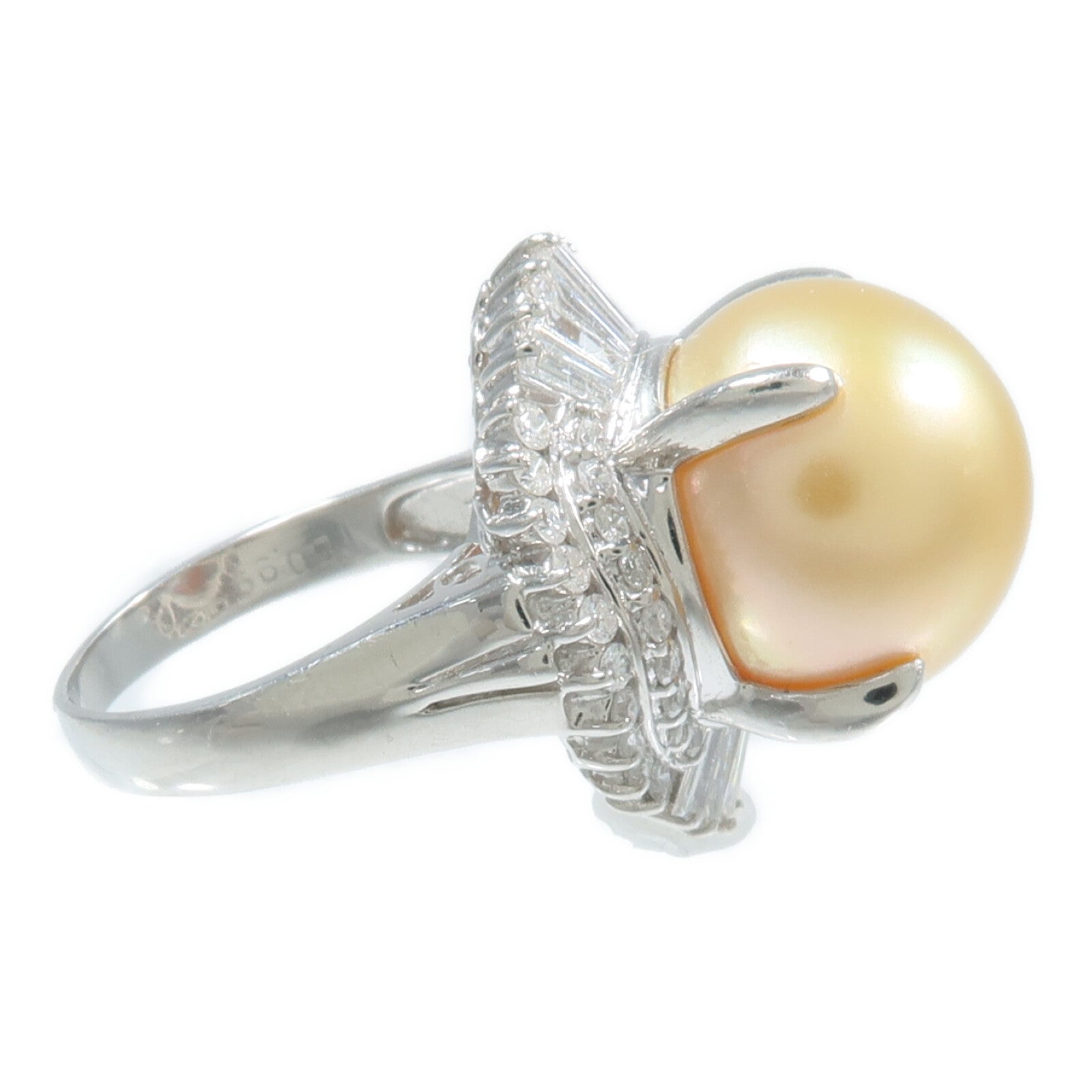 JEWELRY PT900鉑金Pearl Diamond Ring珍珠/鑽石戒指