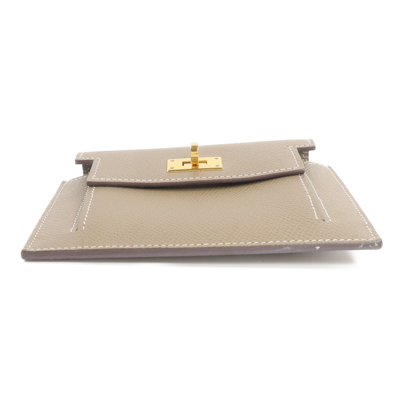 HERMES Epsom皮革Kelly Pockt Compact Wallet錢包Etoupe