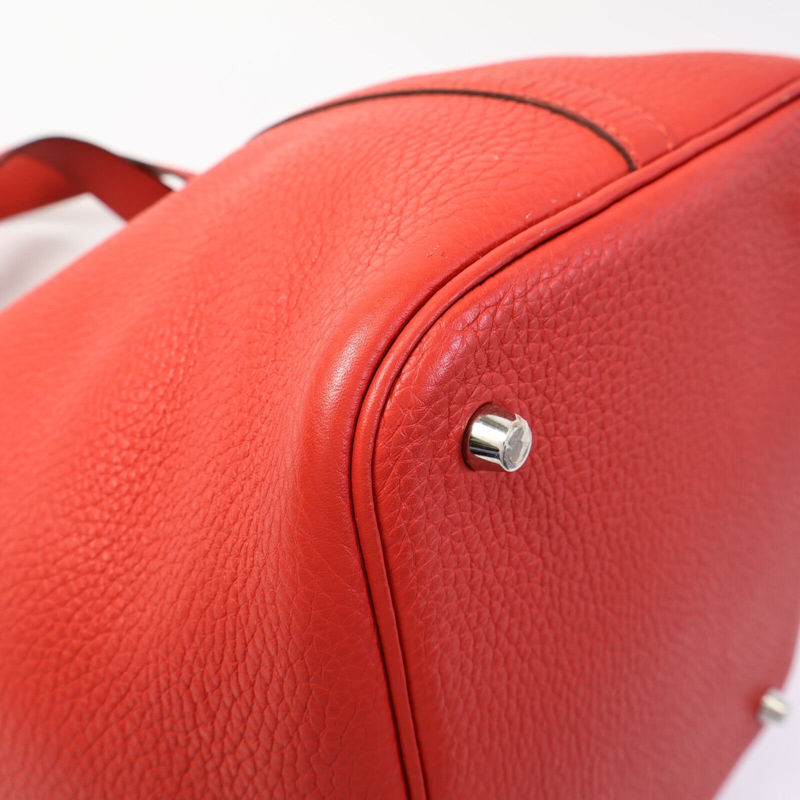 HERMES Clemence皮革Picotin MM手挽袋Rouge Pivoine