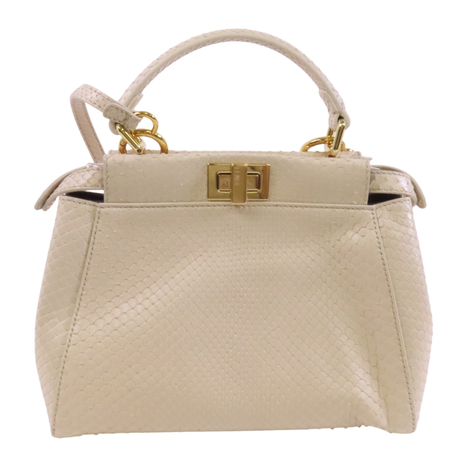 FENDI 蛇皮皮革Peekaboo金扣手挽肩背袋兩用袋