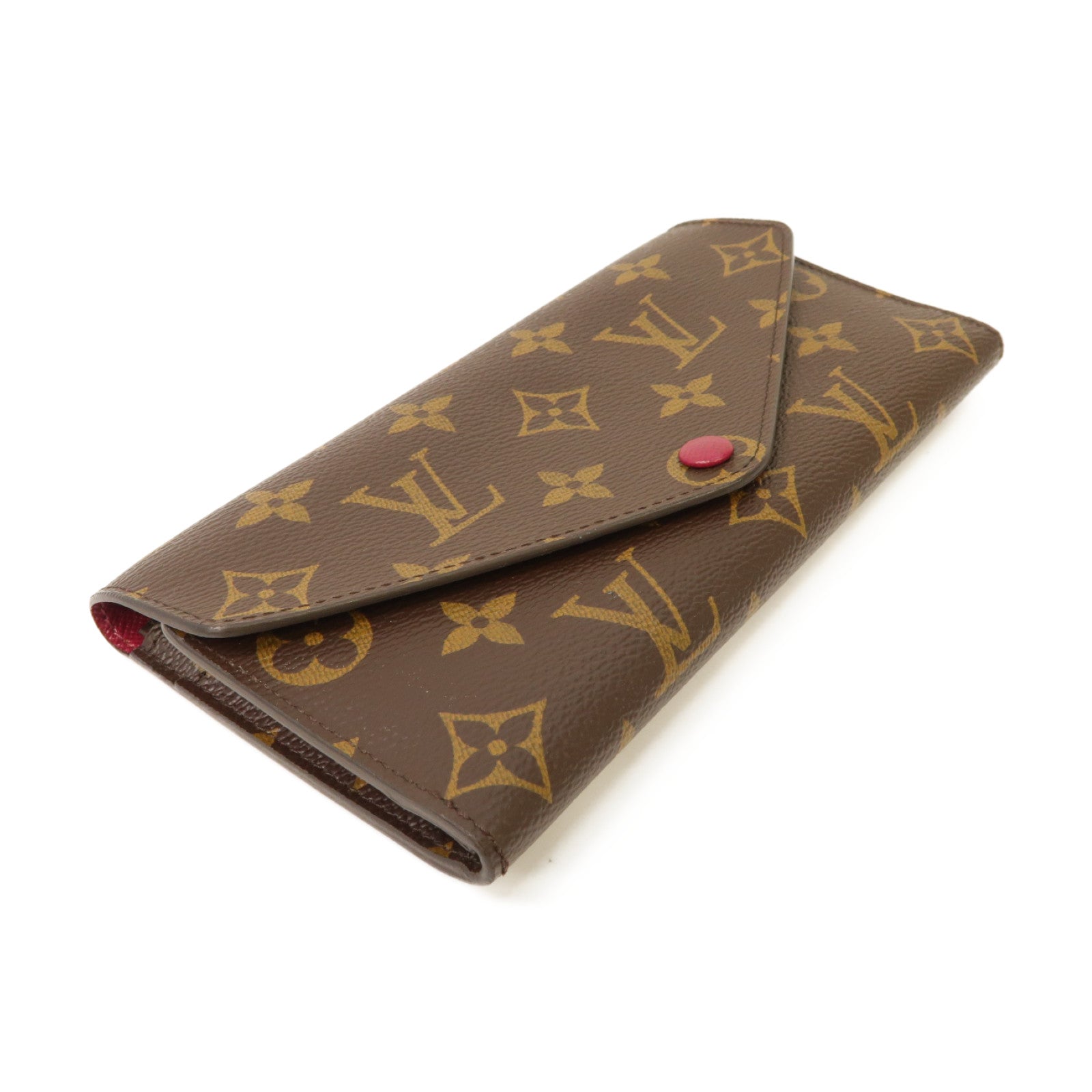 LOUIS VUITTON 【激減優惠】Monogram Josephine Wallet金扣長錢包棕色/酒紅色