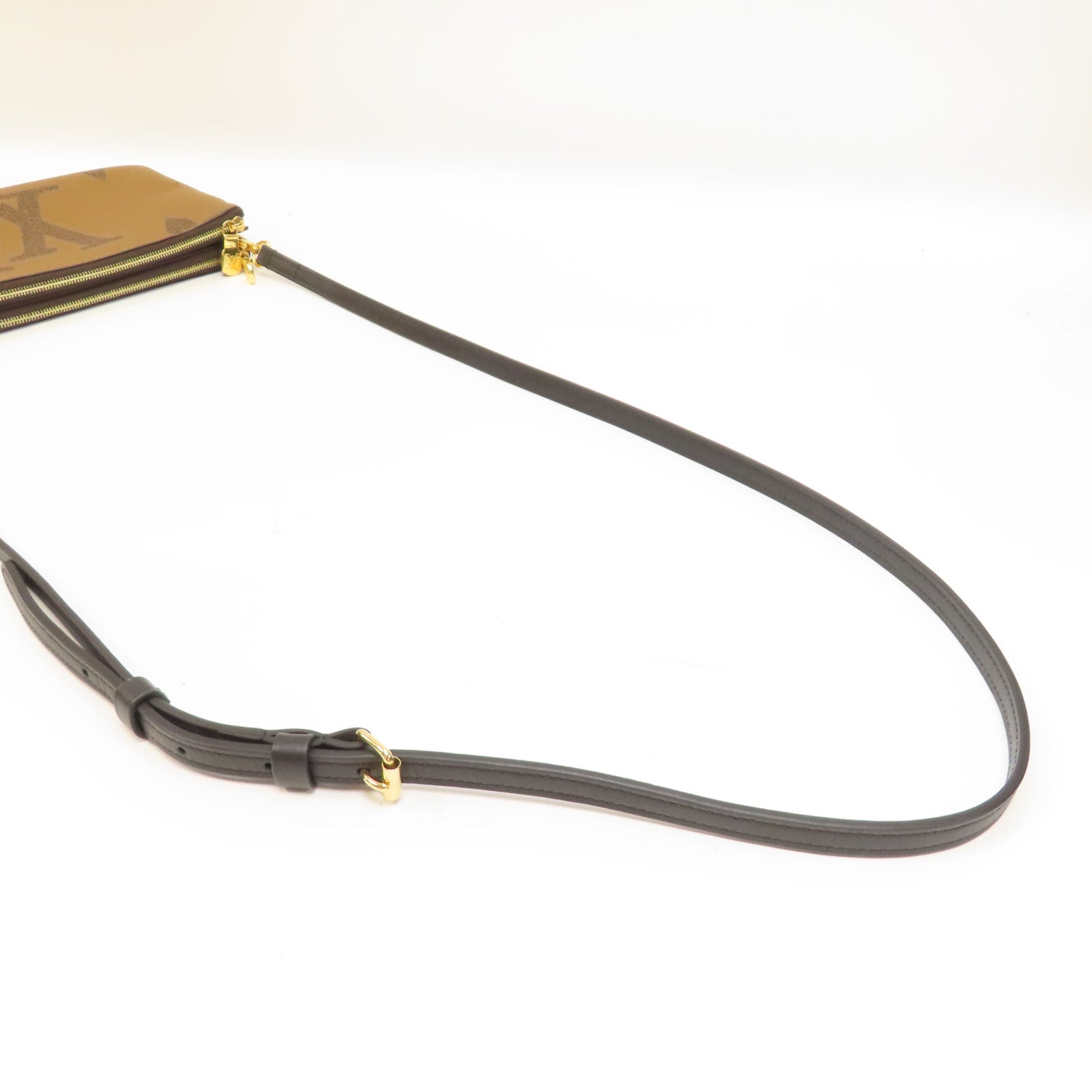 LOUIS VUITTON Monogram Giant Reverse Pochette Double Zip金扣肩背袋啡色