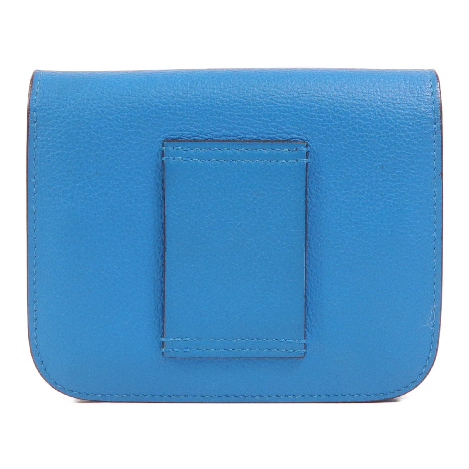 HERMES Evercolor皮革Constance Slim Wallet錢包Bleu Zanzibar