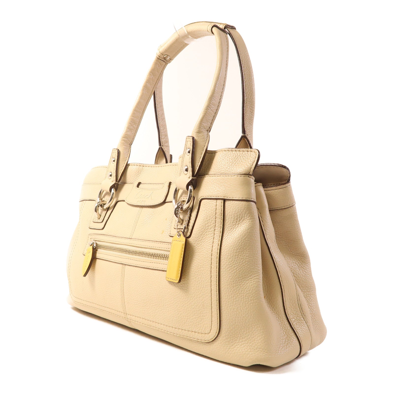 COACH 牛皮皮革Shoulder Bag銀扣肩背袋