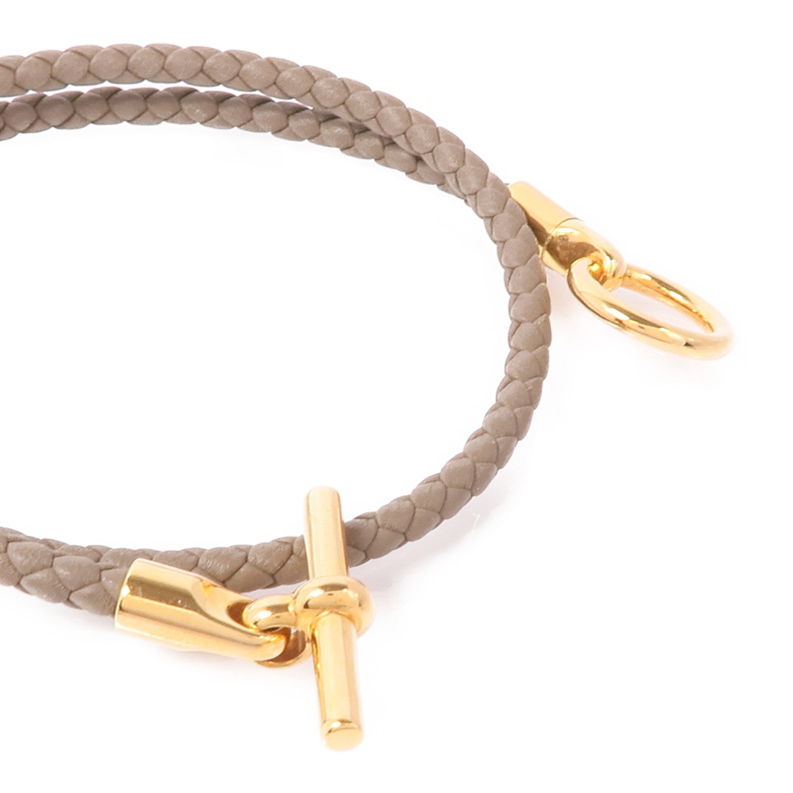 HERMES Swift皮革Glenan Double Tour金扣手鐲Etoupe