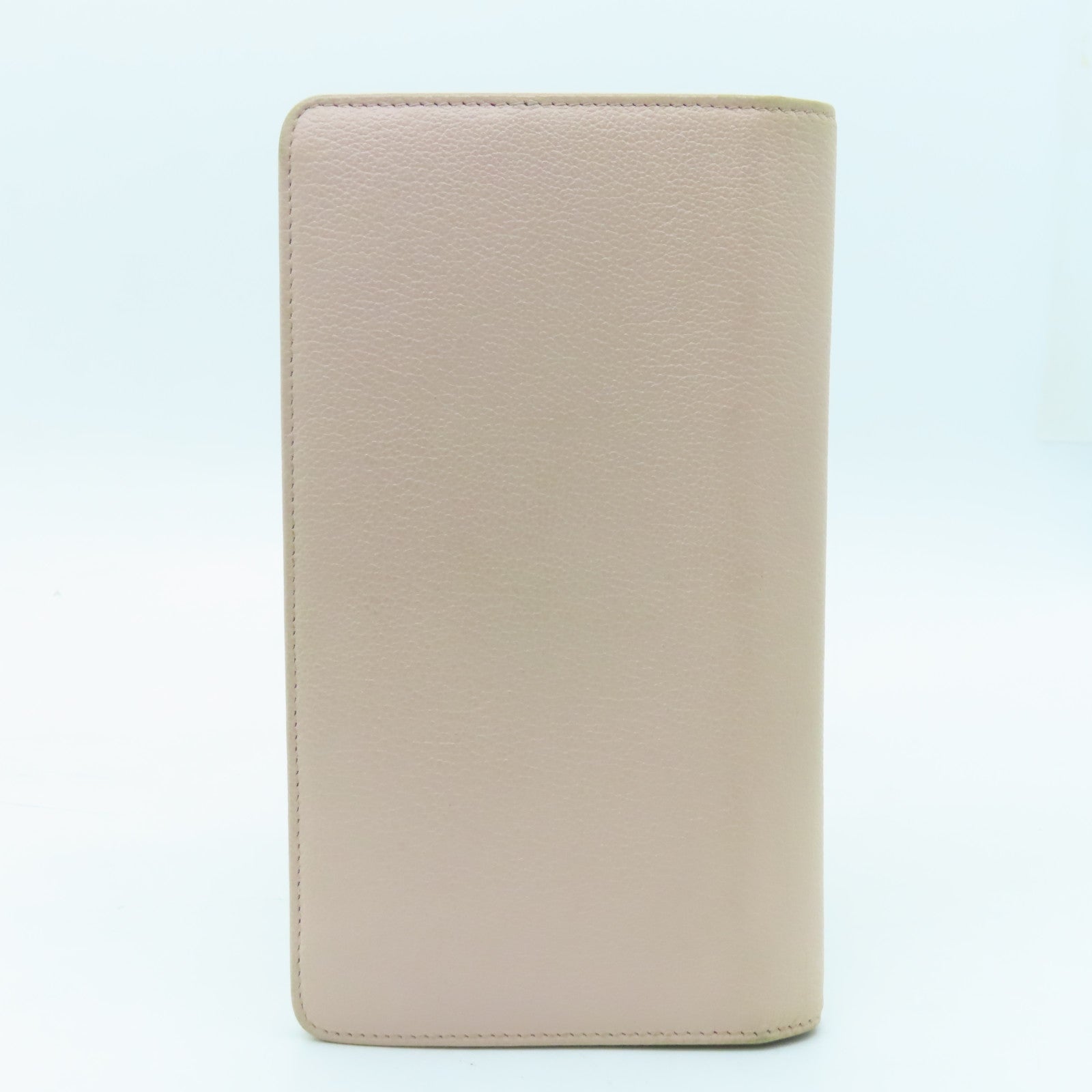 CHANEL Cowhide Leather Long Wallet Silver Buckle Long Wallet Pink