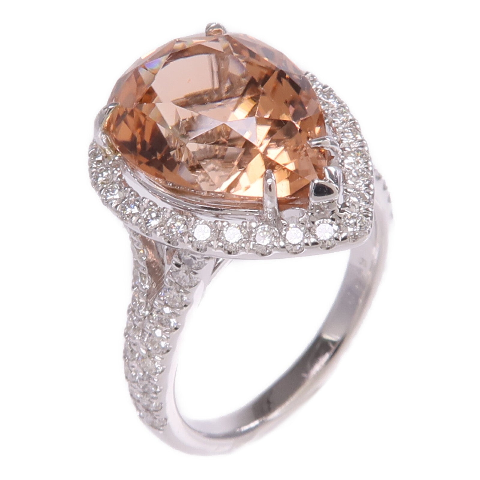 JEWELRY 【激減優惠】18K白金Crystal Diamond Ring橙色水晶/鑽石戒指US#5.25