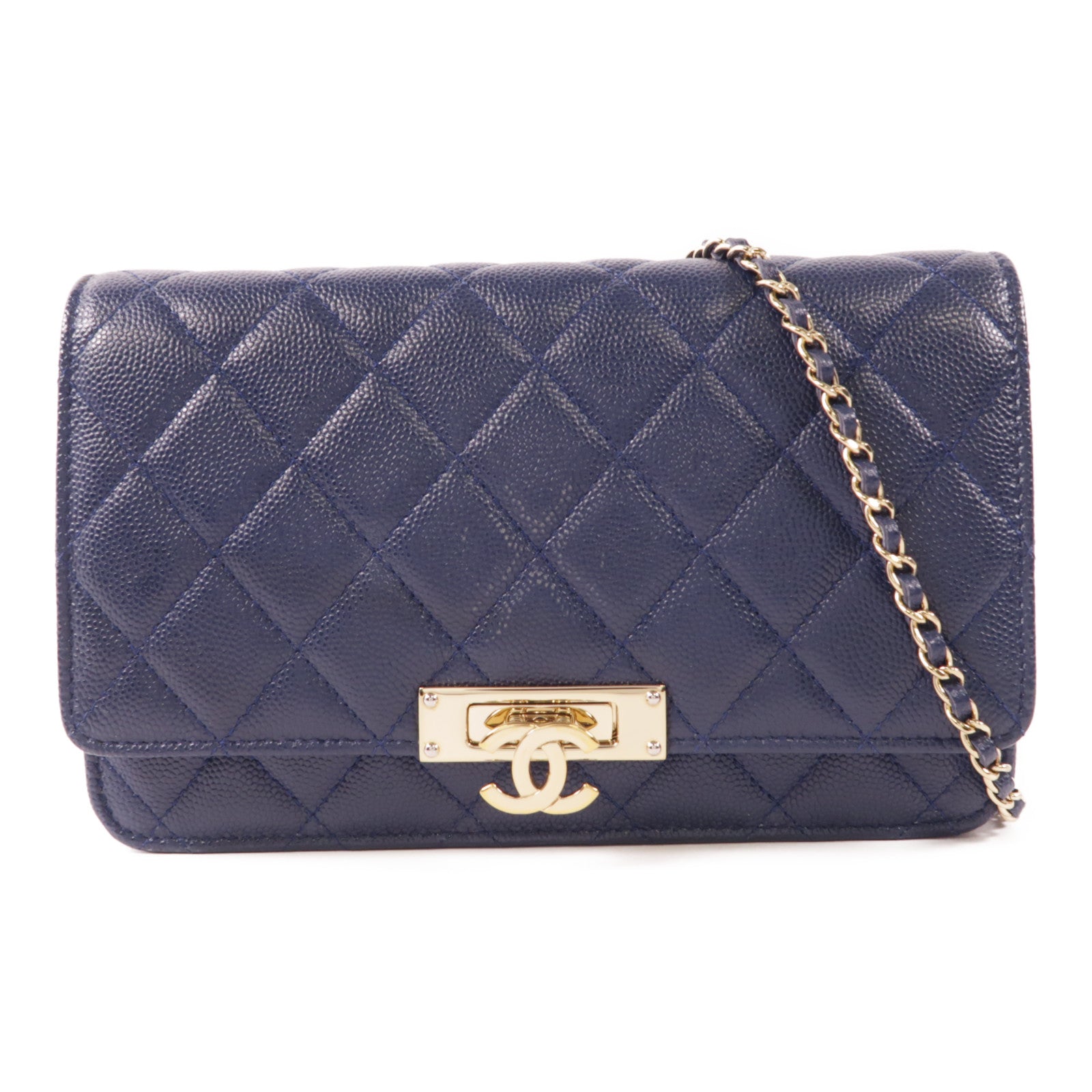 CHANEL 牛皮皮革Shoulder Bag金扣鏈帶肩背袋