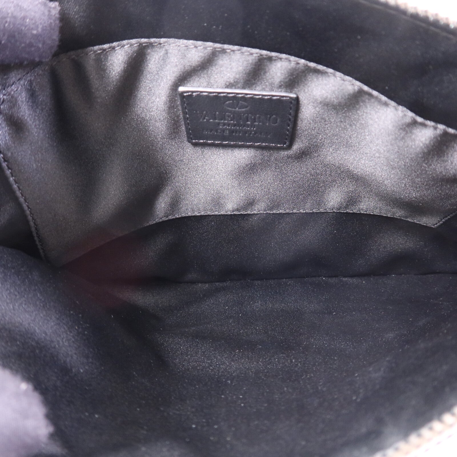 Valentino 帆布/牛皮皮革Clutch銀扣手拿包