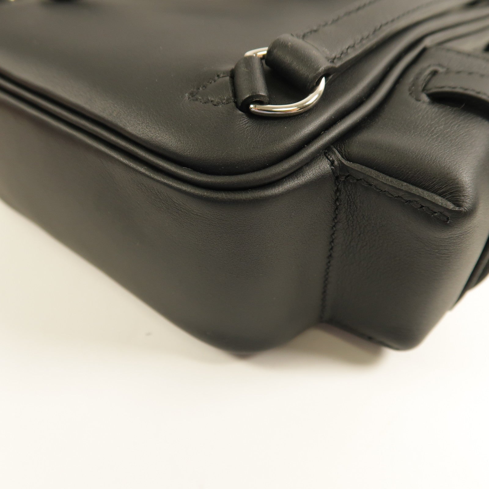 HERMES Swift皮革Kelly Jump銀扣背包Noir