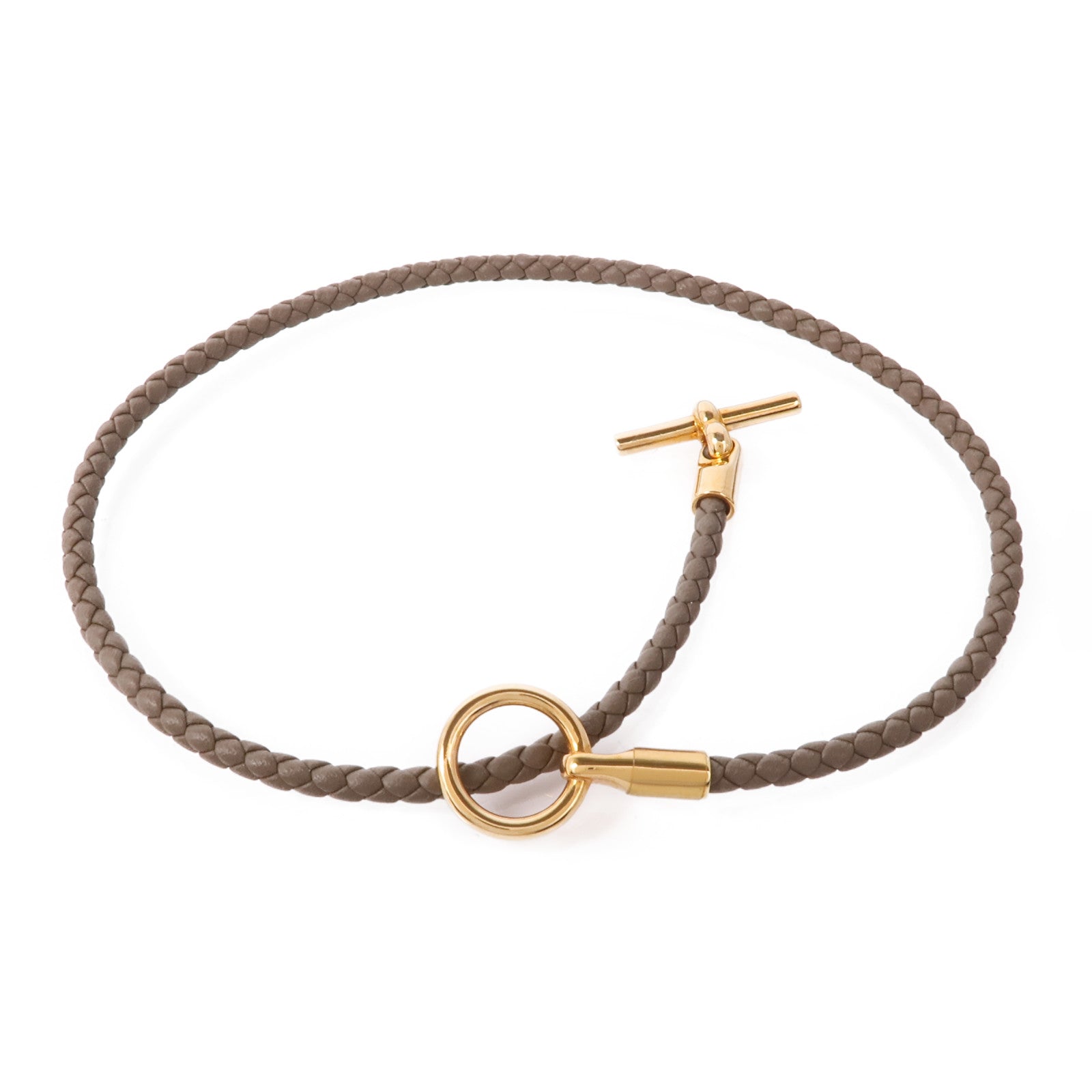 HERMES Swift皮革Glenan Double Tour金扣手鐲Etoupe