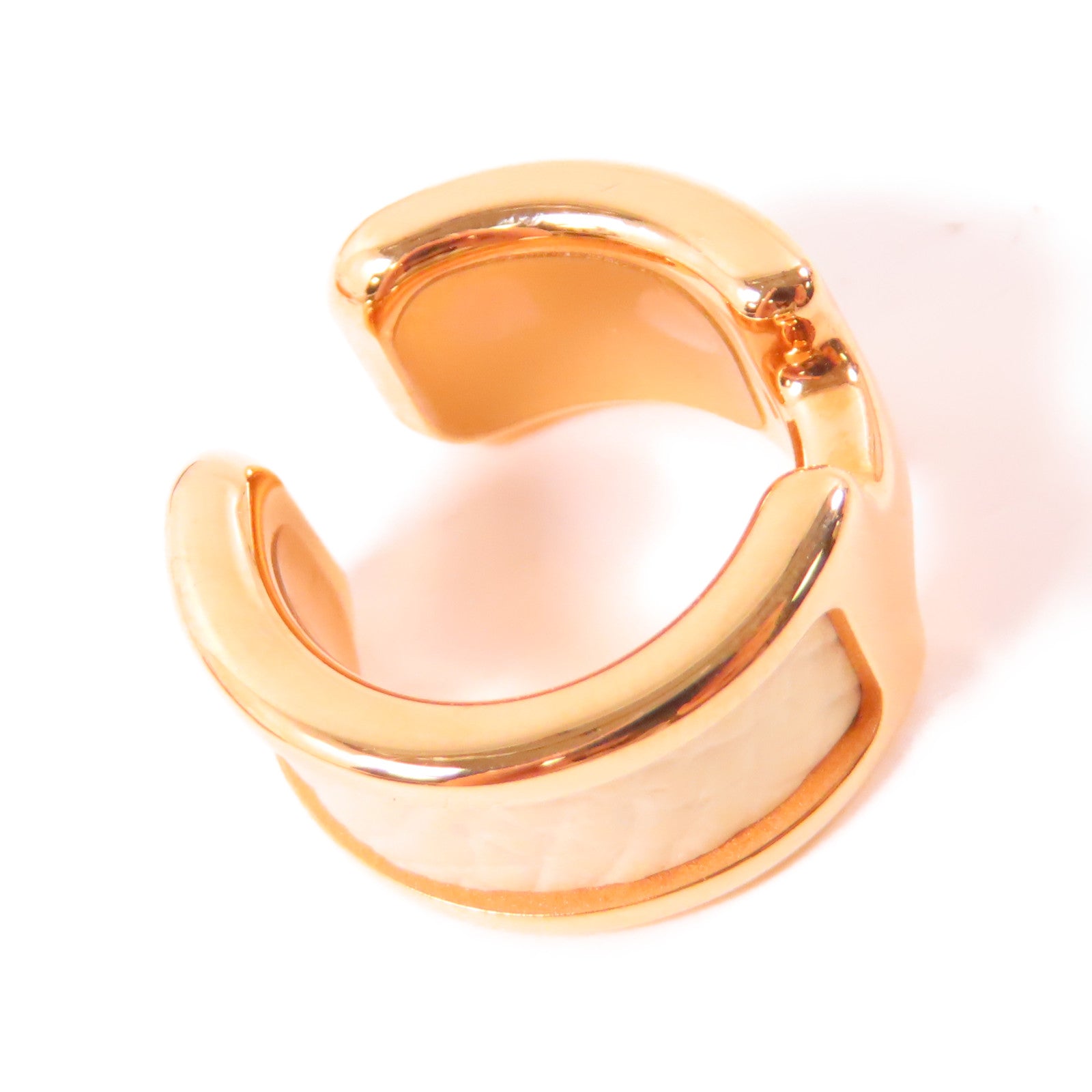 HERMES Metal/Epsom皮革 Olympe Ear Cuff耳環白色/金色