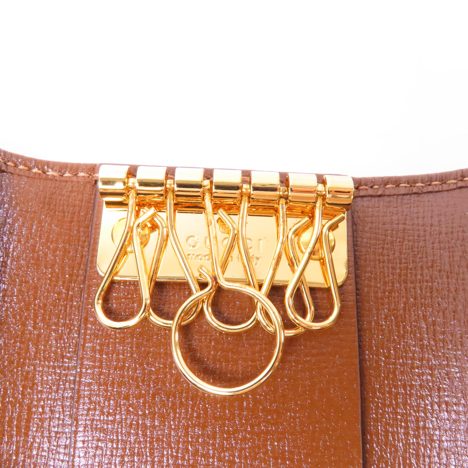 GUCCI 塗層帆布Key Holder金扣鎖匙包啡色