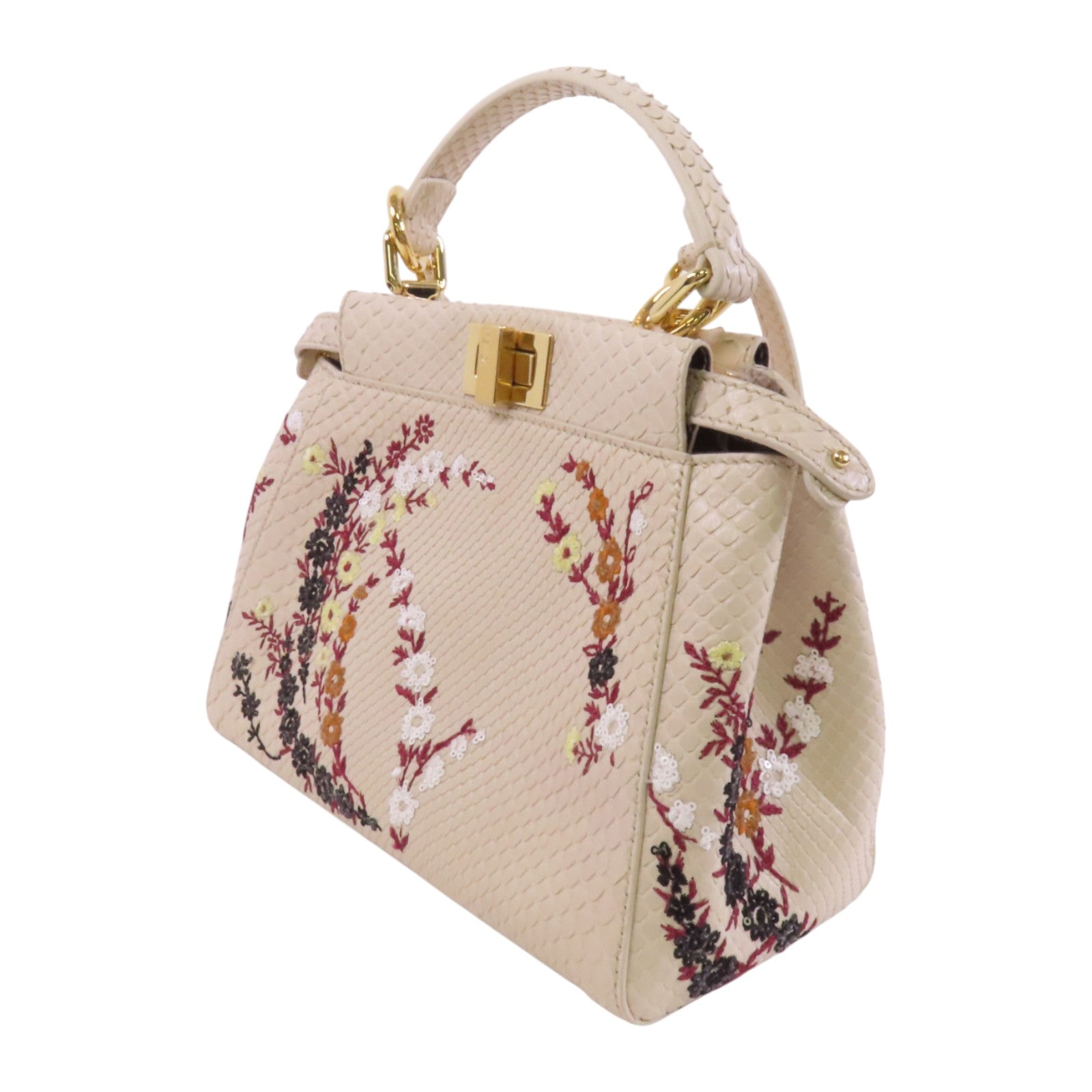 FENDI 蛇皮皮革Peekaboo金扣手挽肩背袋兩用袋