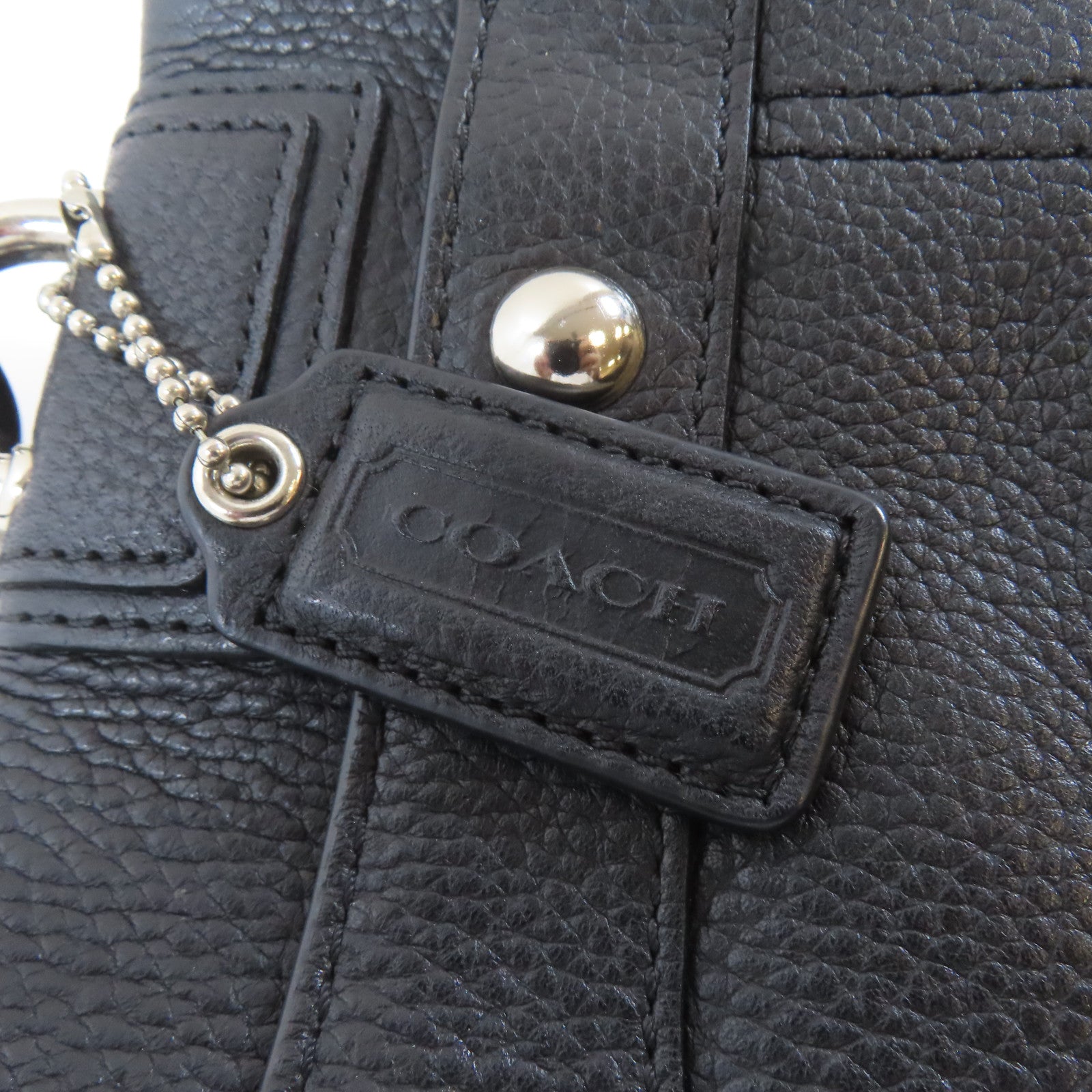 COACH 牛皮皮革Penelope Shoulder Bag銀扣肩背袋黑色