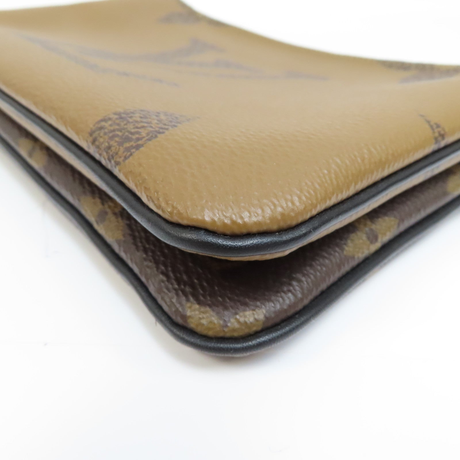 LOUIS VUITTON Monogram Giant Reverse Pochette Double Zip金扣肩背袋啡色