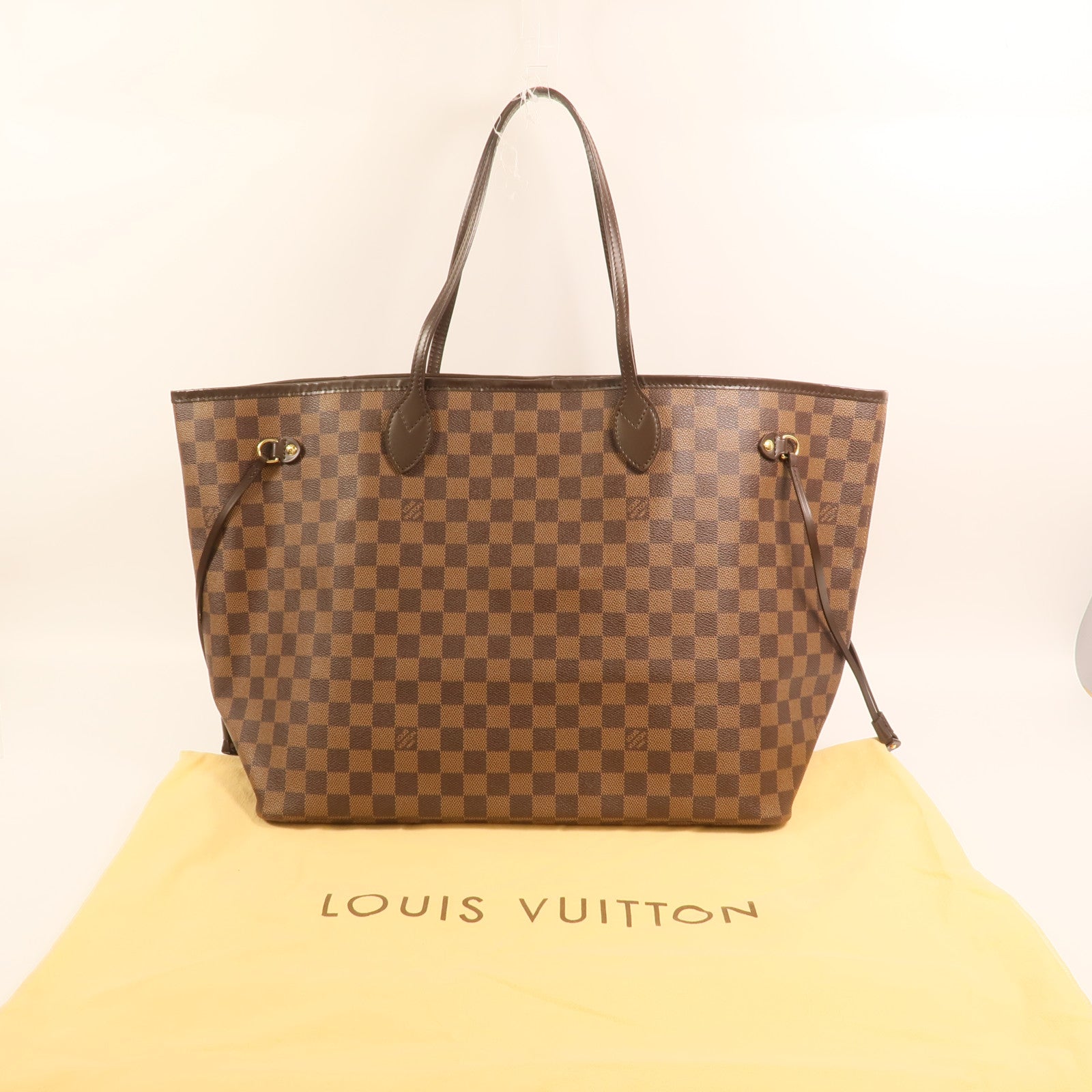 LOUIS VUITTON Damier Neverfull GM金扣肩背袋