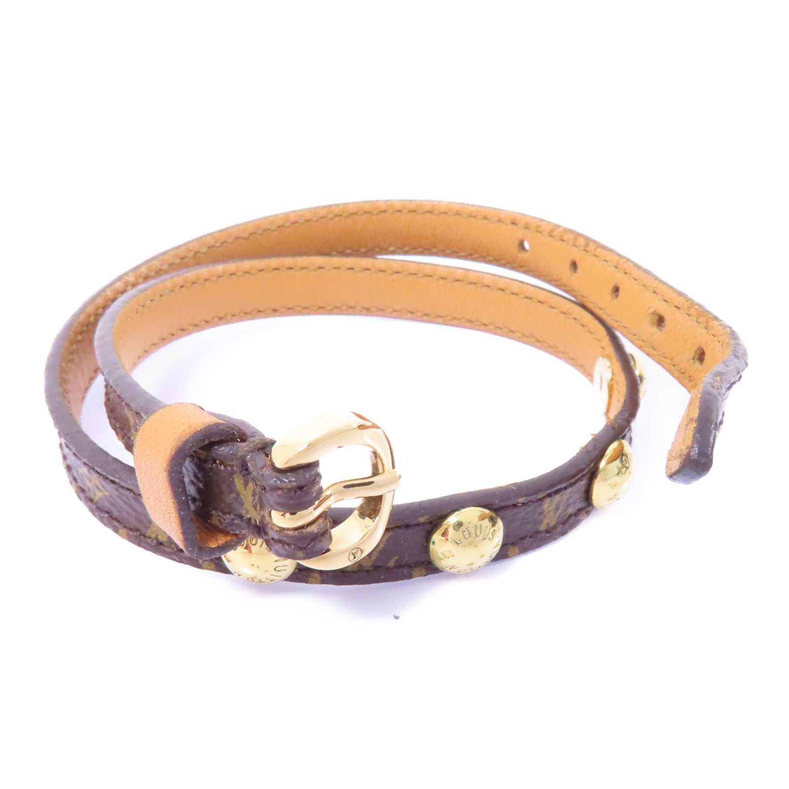 LOUIS VUITTON Monogram Bracelet金扣手鏈棕色