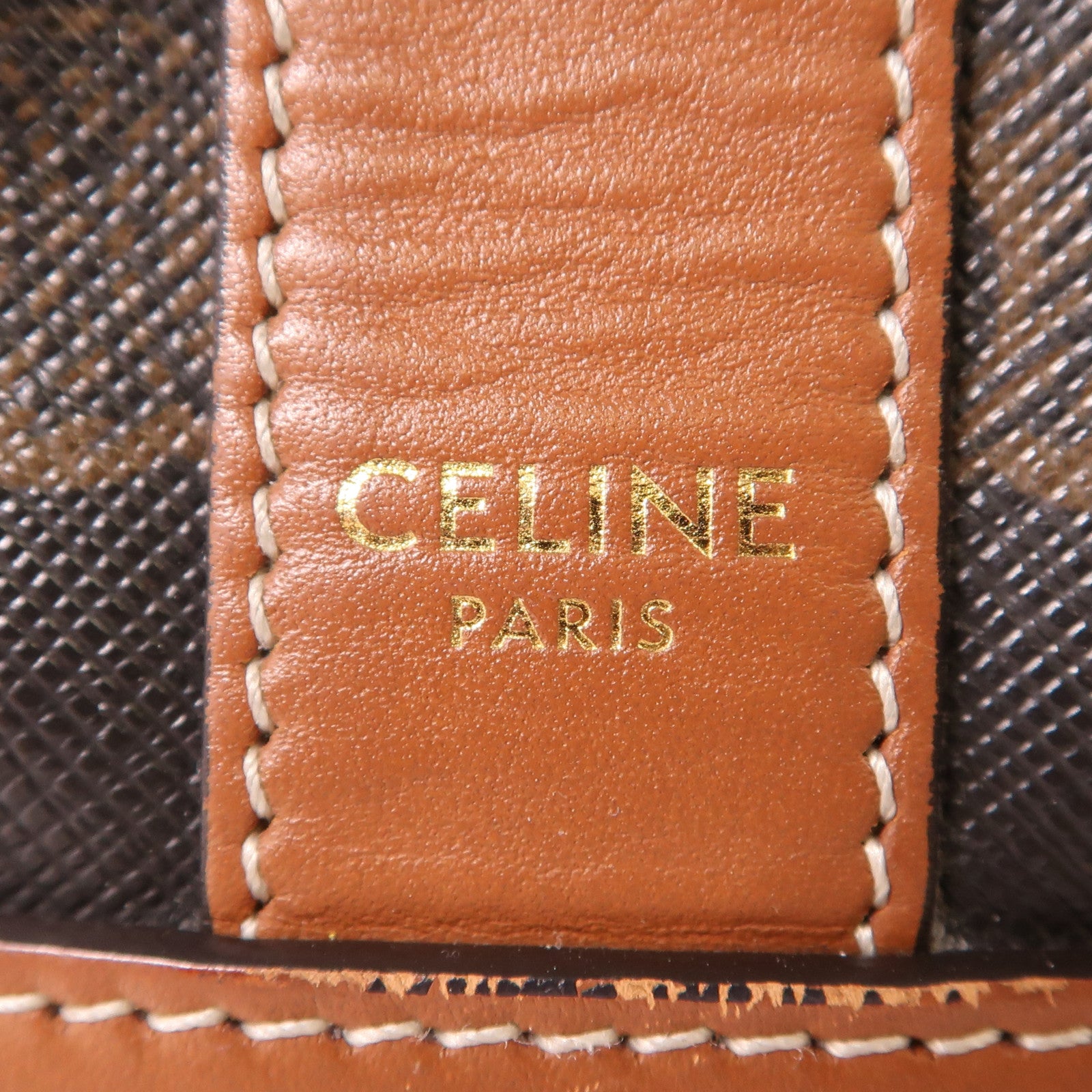 CELINE 塗層帆布Triomphe Bucket Medium金扣肩背袋