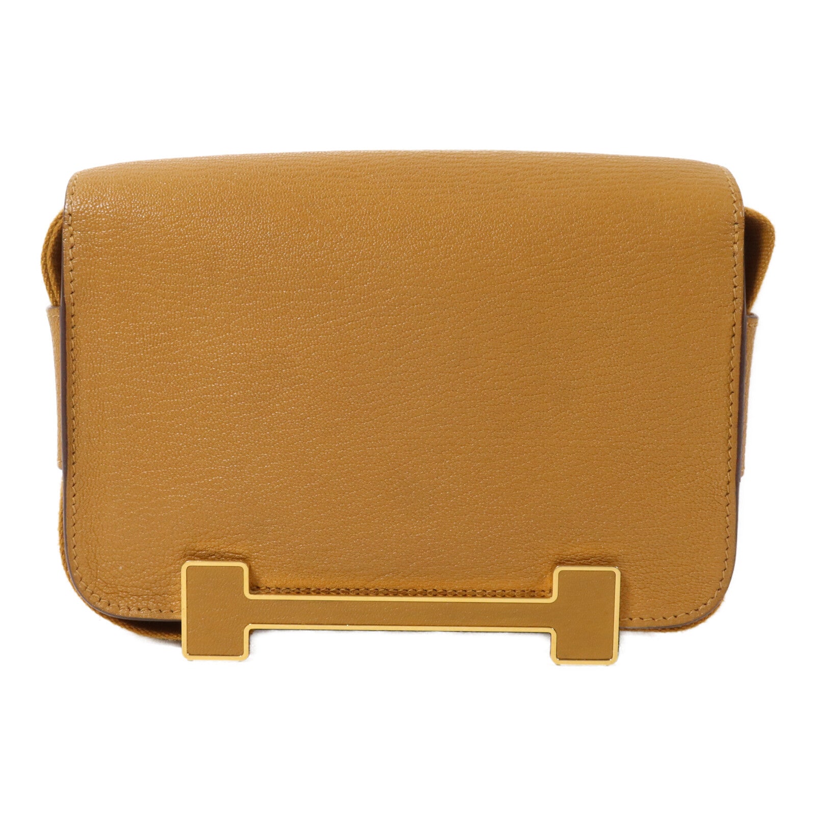 HERMES Chevre皮革Geta肩背袋Caramel